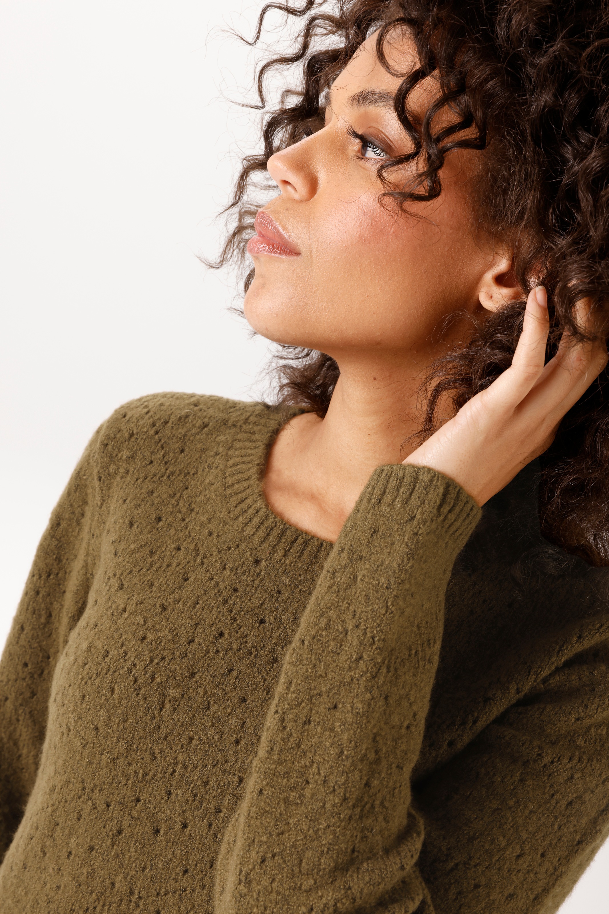 Aniston CASUAL Strickpullover im Ajour-Muster und kleinen, eingestrickten Quadraten- NEUE KOLLEKTION