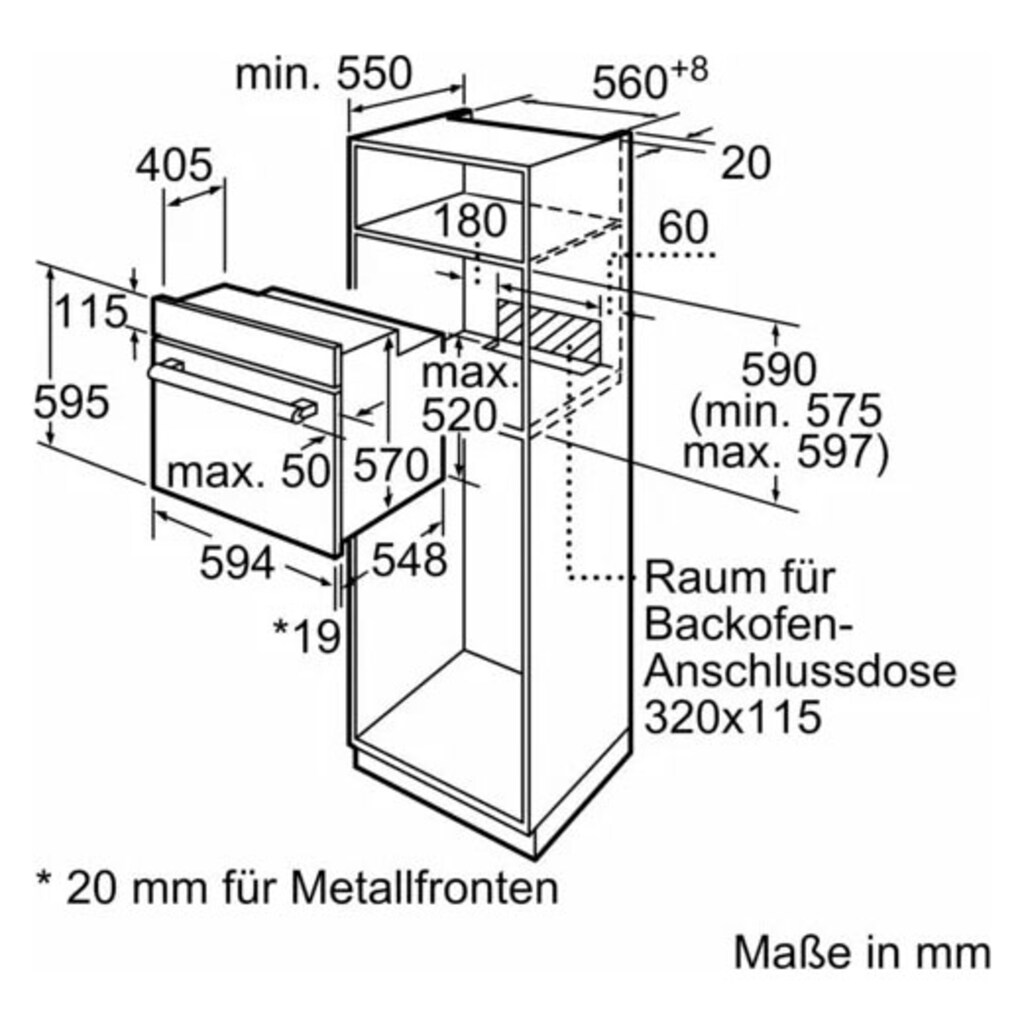 BOSCH Backofen-Set »HBD231VR61«, HBF133BR0, mit Teleskopauszug nachrüstbar, ecoClean Direct