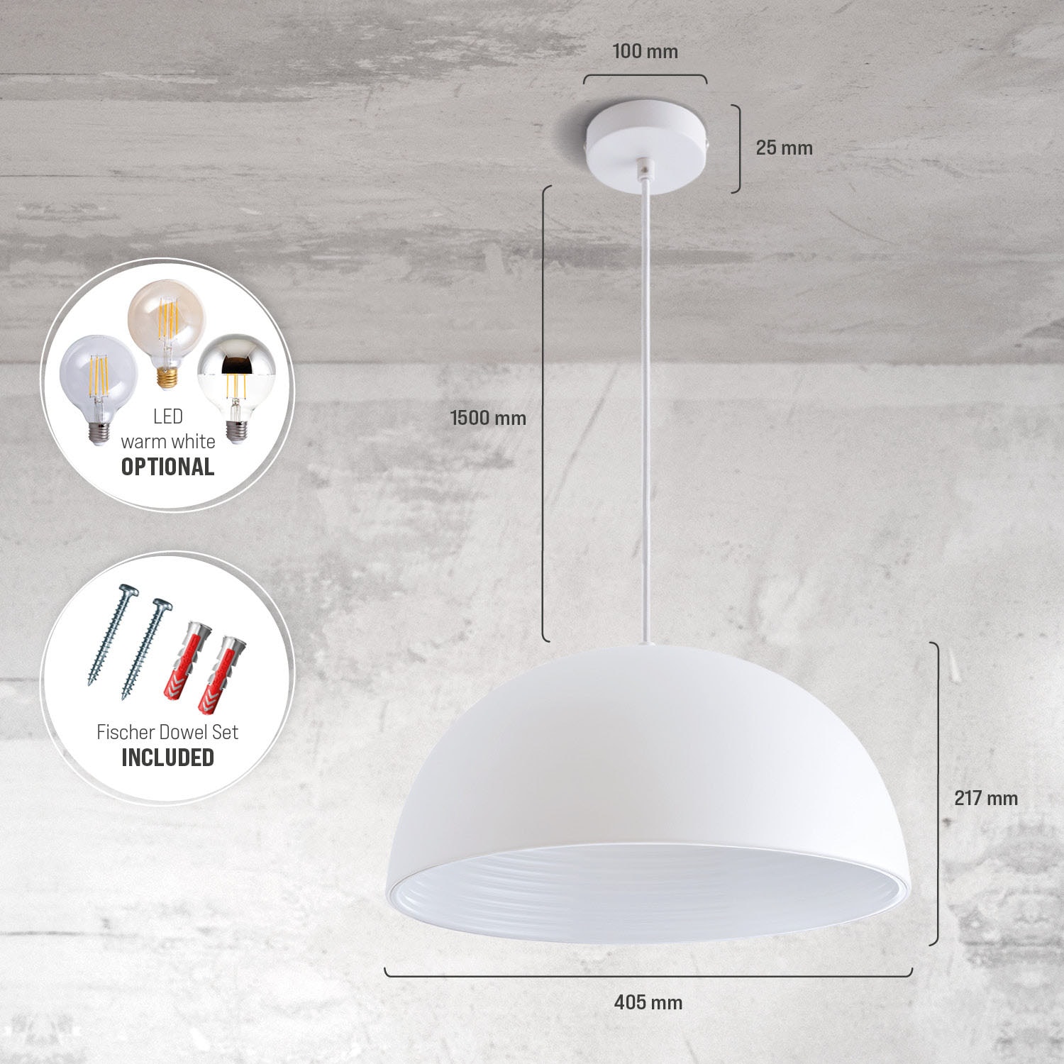 Paco Home Pendelleuchte »SAWYER« E27 Hängelampe Esszimmer Küchenlampe Hängend 1,5m Textilkabel Ã˜40,5cm