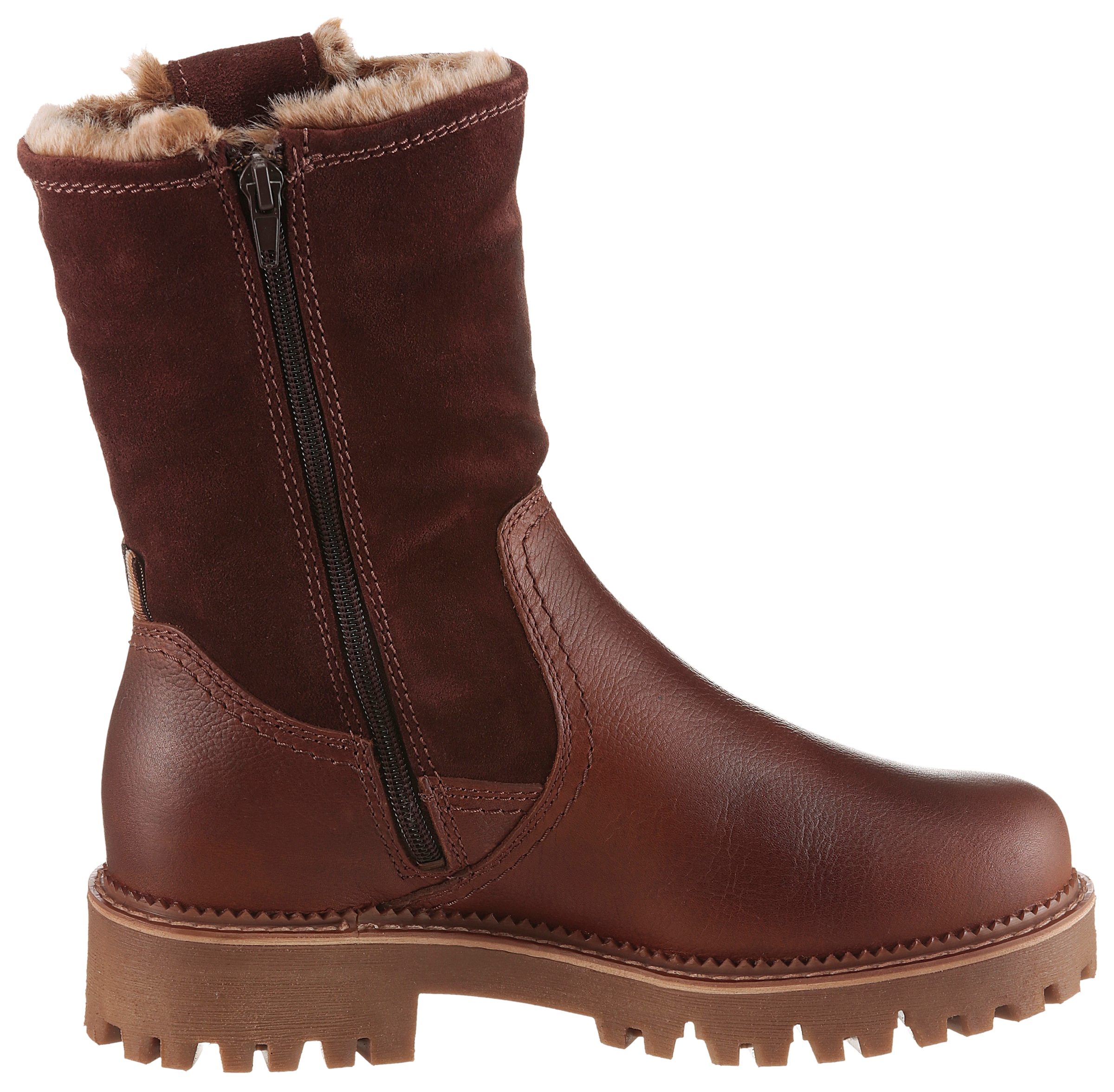 Tamaris Winterstiefelette  , Blockabsatz, Winterboots mit Falten im slouchy Look