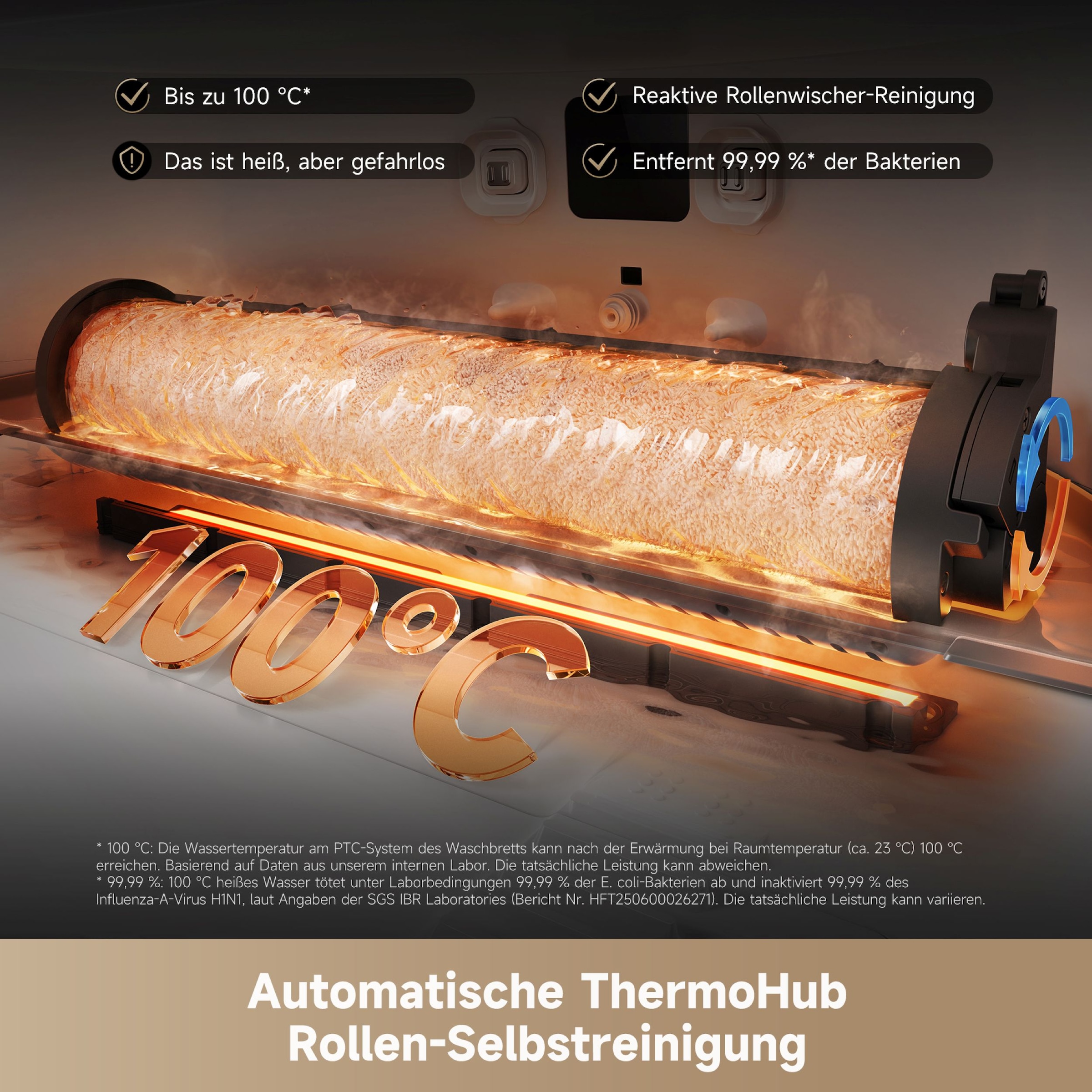 Dreame Saugroboter »mit Wischfunktion Aqua10 Ultra Roller Complete« Warmwasser-Wischsystem, Rollenmopp, überwindet Hindernisse, 30.000 Pa