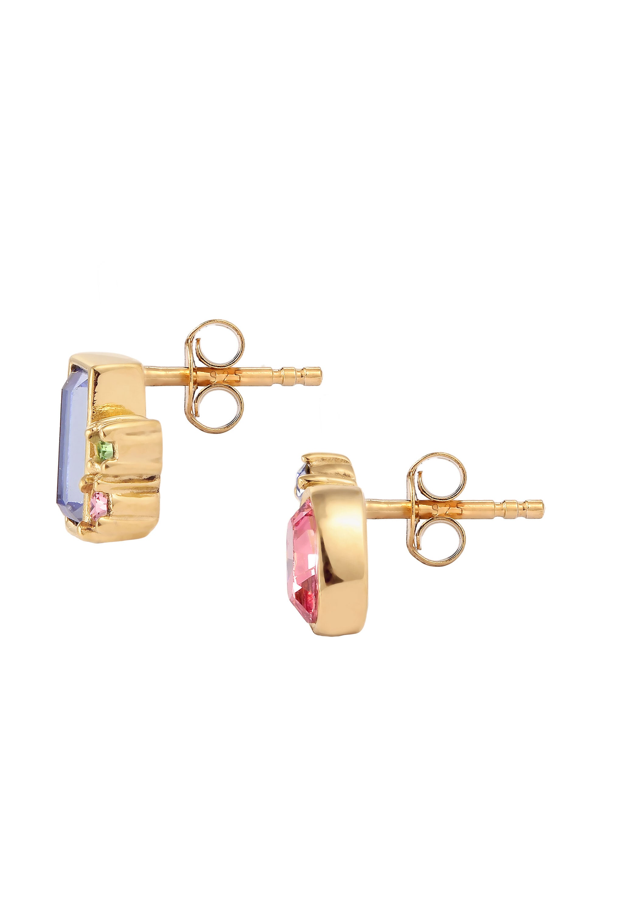 Elli Paar Ohrstecker »Ohrringe Ohrstecker Glas Kristalle Rosa Blau 925 Sterling Silber«