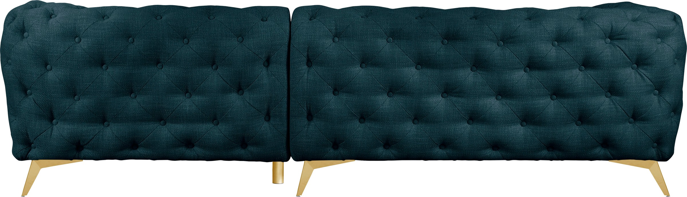 Leonique Chesterfield-Sofa »Ecksofa GLYNIS L-Form mit Wellenunterfederung, Maße B/T/H 264/264/75cm«, aufwändige Knopfheftung, moderne Chesterfield Optik, Fußfarbe wählbar