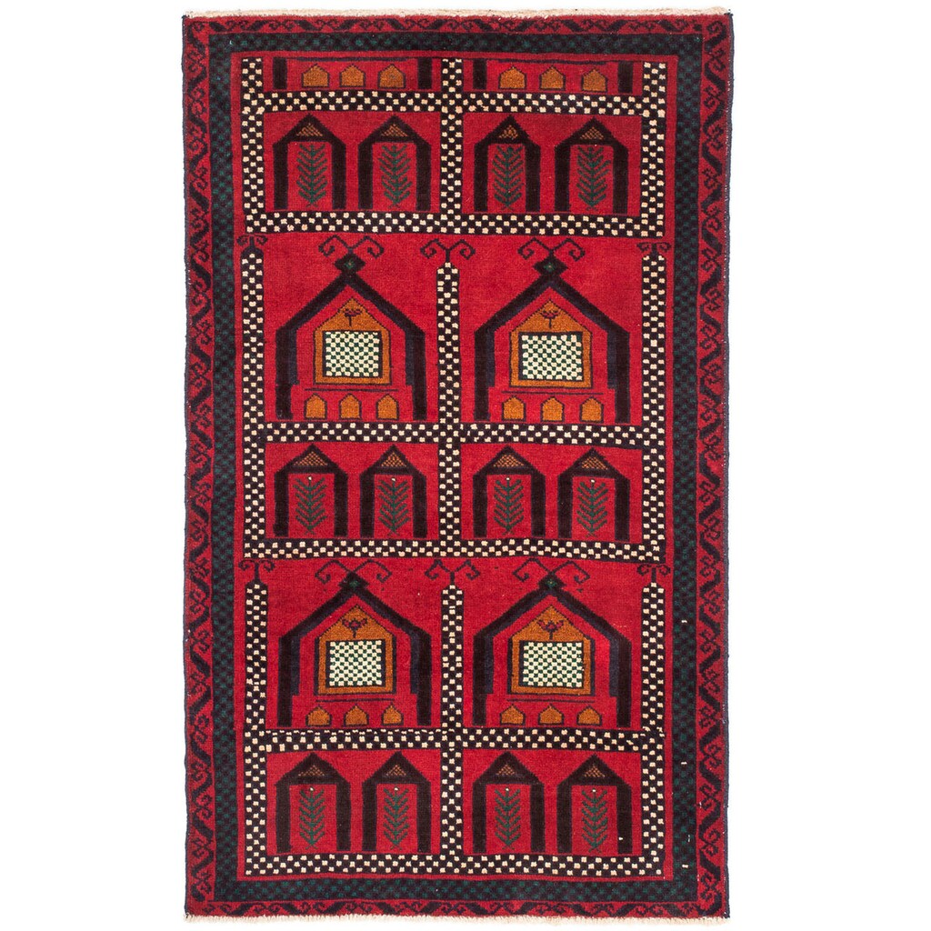 morgenland Orientteppich »Belutsch - 132 x 81 cm - dunkelrot«, rechteckig