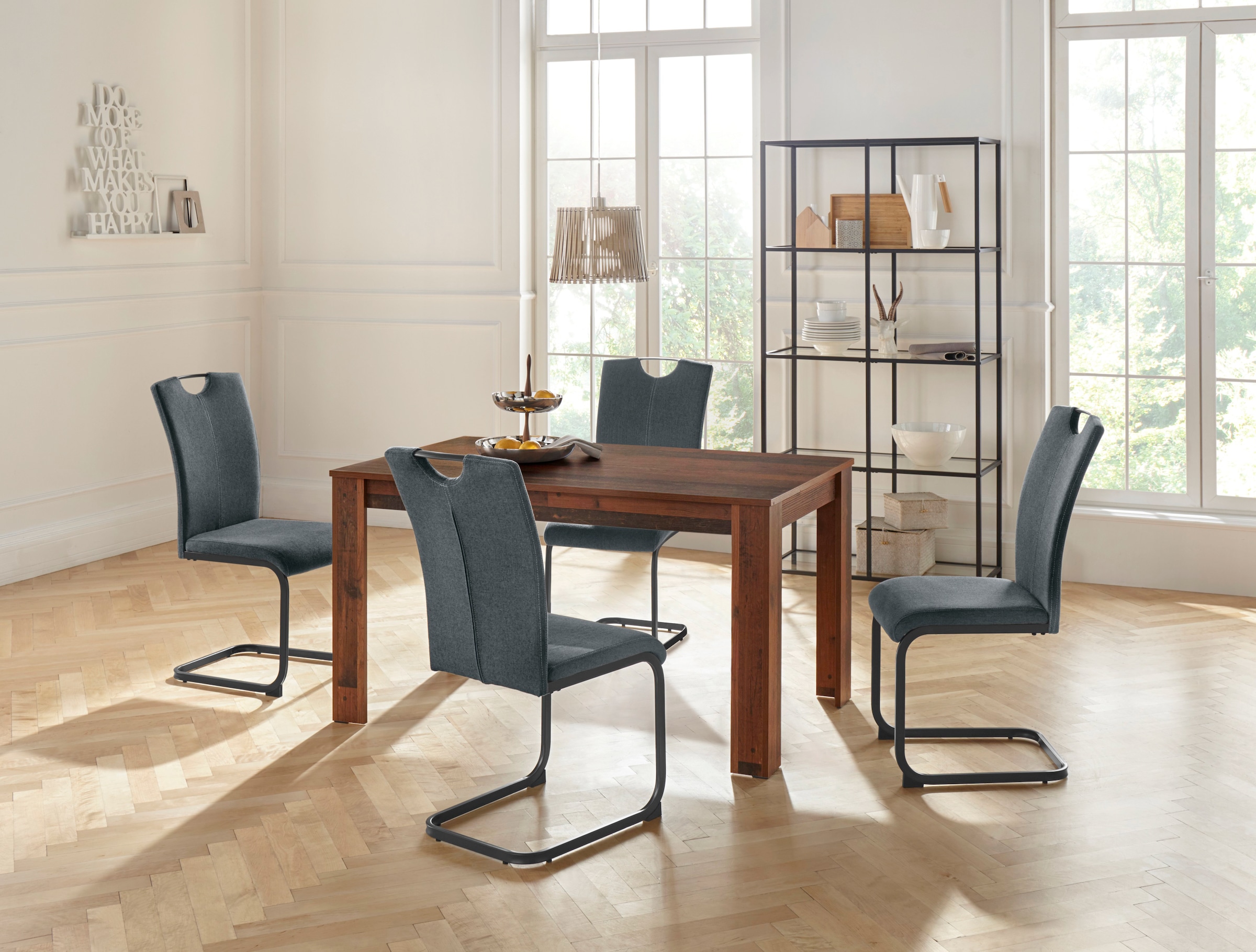 Homexperts Esszimmerstuhl »Viva«, (Set), 2 St., Webstoff, (2 oder 4 Stück), Bezug in Webstoff, Metallgestell in anthrazit