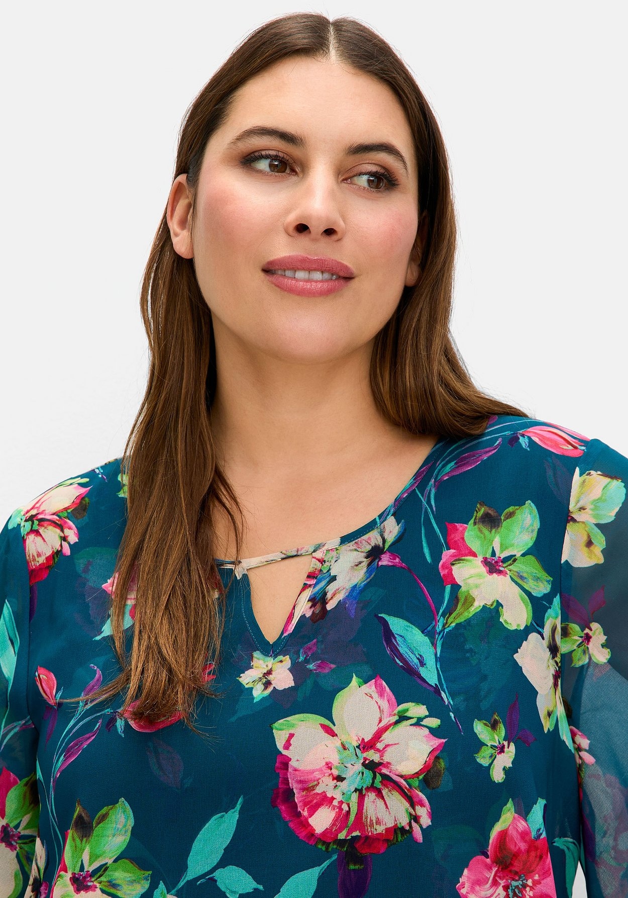 Sheego Chiffontunika »Chiffontunika mit Blumenprint, im Lagenlook«