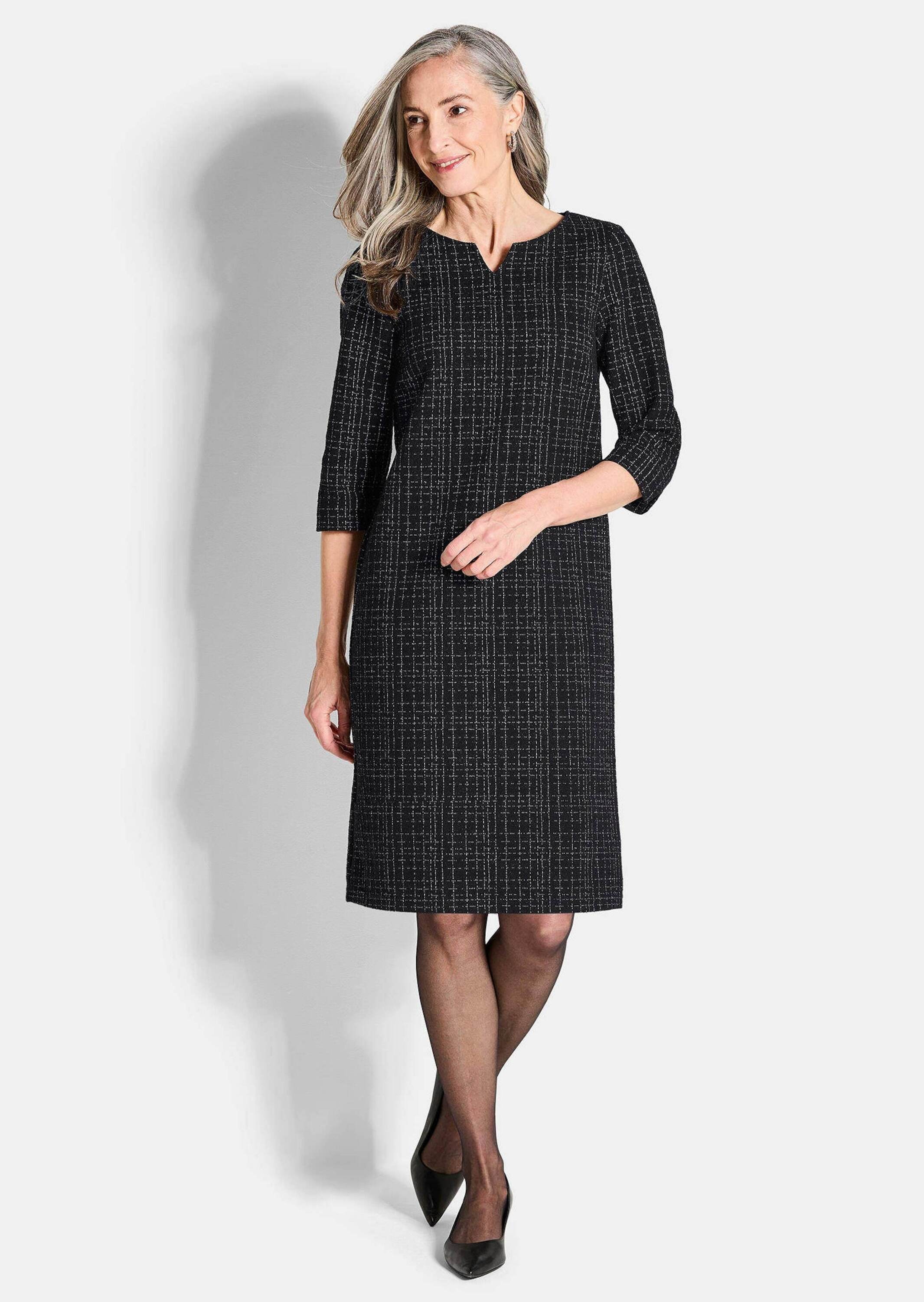 GOLDNER Jerseykleid »Kurzgröße Jerseykleid in Tweed-Optik mit feinem Glanz«