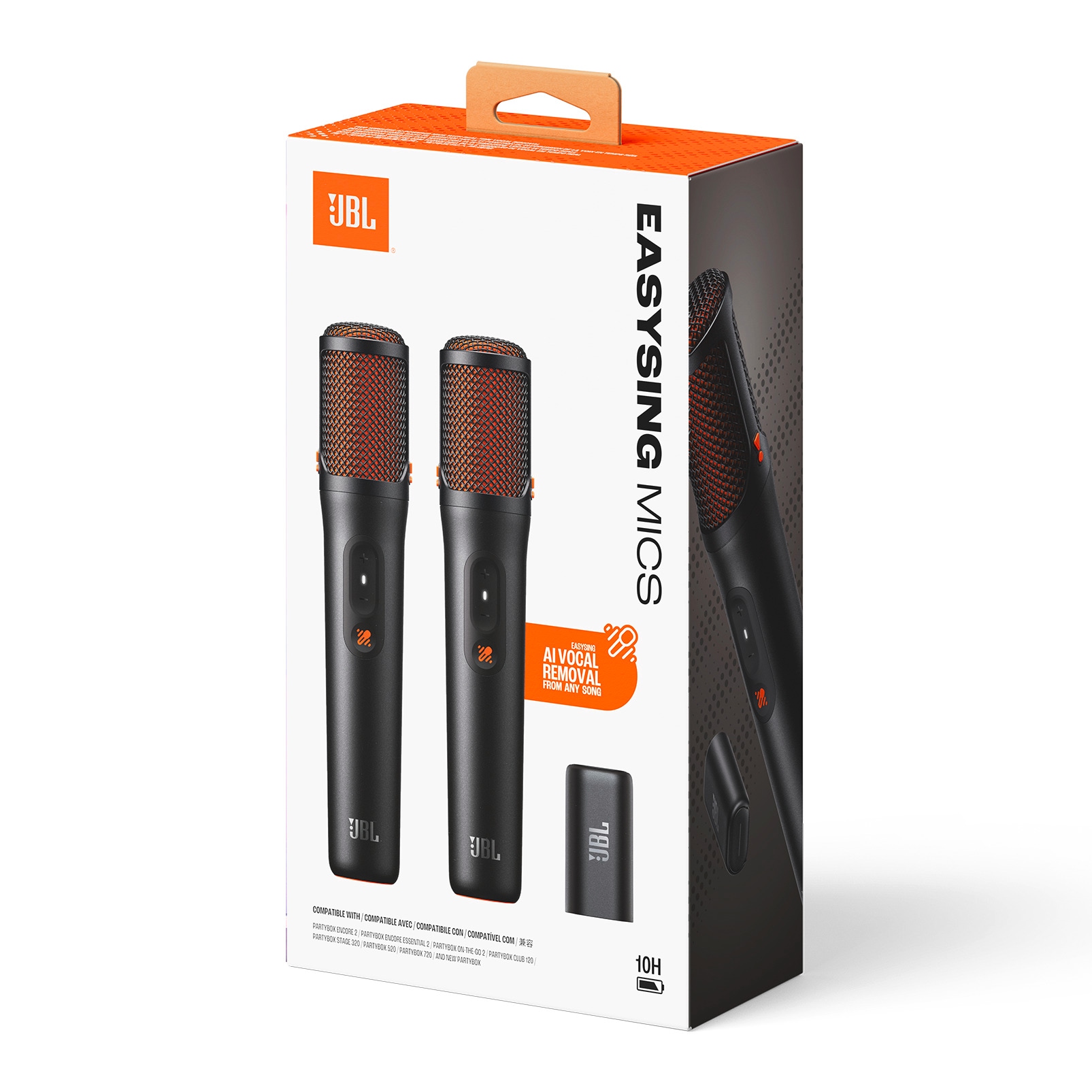 JBL Mikrofon »EasySing Mics Mikrofon für Club 120, Stage 320, Partybox 520 und 720« 2 kabellose,KI-gesteuerte Karaoke-Mics mit Stimmentfernung in Echtzeit