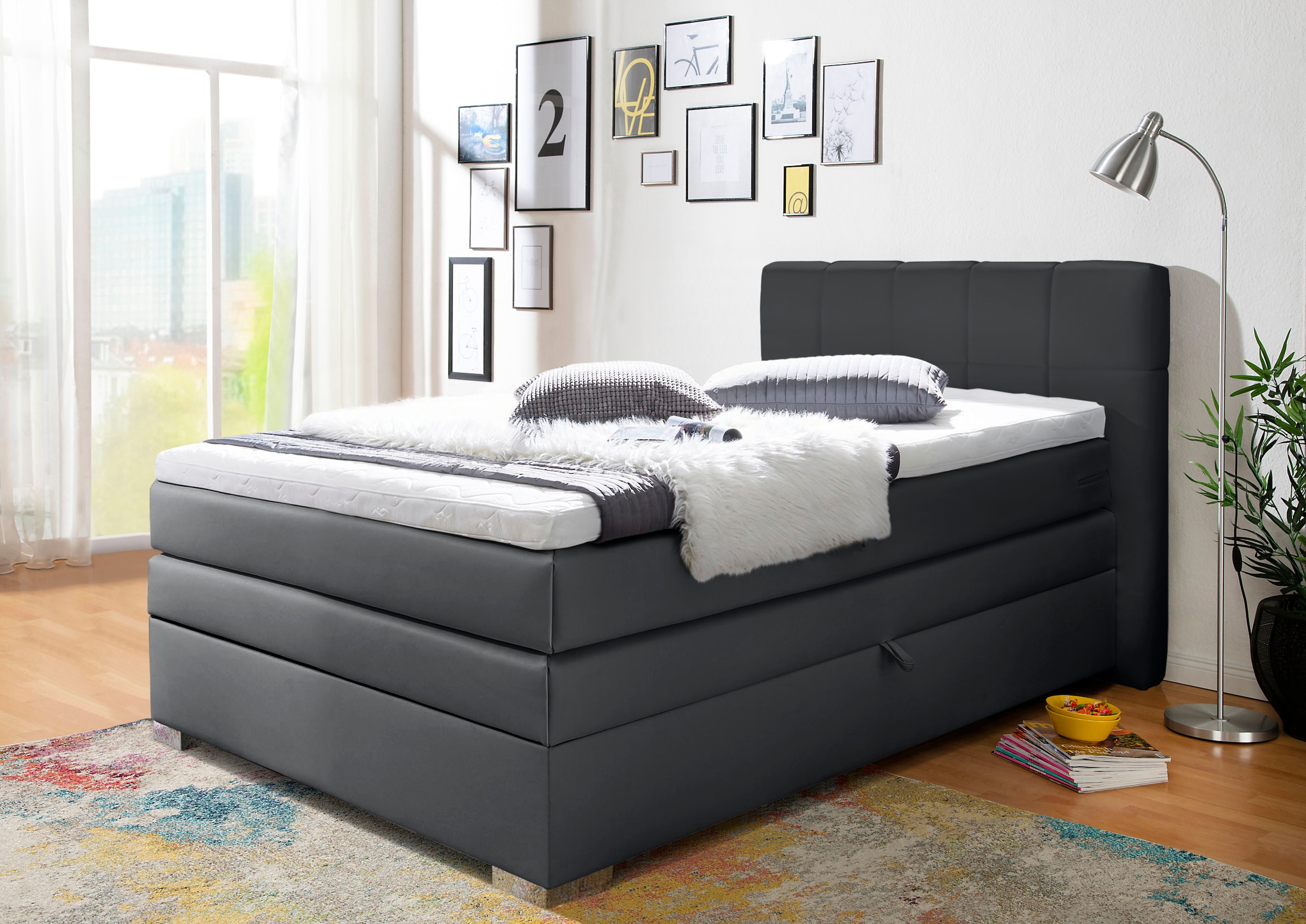 Home affaire Boxspringbett "Airdrie" inkl. Bettkasten und Topper