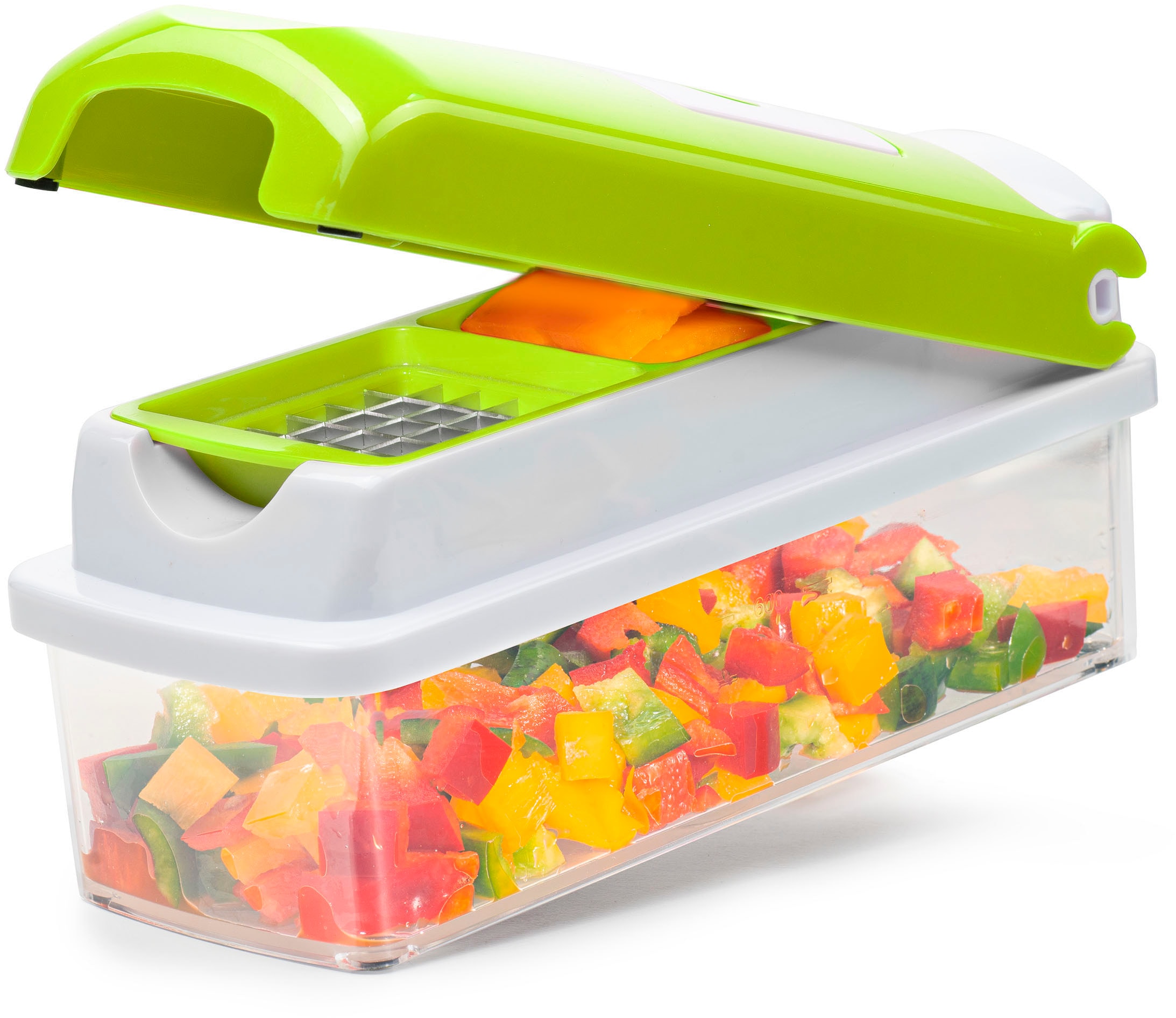 Genius Zerkleinerer »Nicer Dicer smart inkl. CLIA Rainbow Putzschwamm, Set 8-tlg.«, der Nicer Dicer smart verkürzt von Beginn an die Kochvorbereitungen