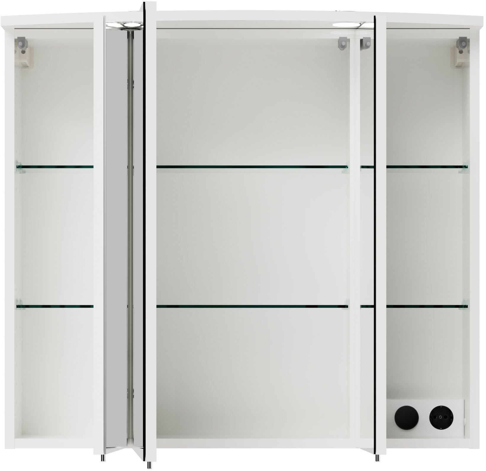 Saphir Badezimmerspiegelschrank »Spiegelschrank Serie 3006 inkl. LED-Aufsatzbeleuchtung, 3 Türen«, Badschrank 80 cm breit, inkl. Steckdose und Türdämpfer