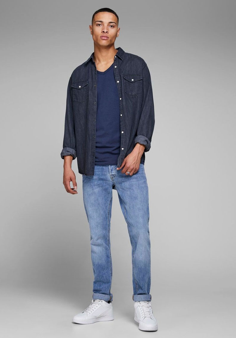 Jack &amp; Jones T-Shirt »SLIM- FIT BASIC TEE V-NECK« mit V-Ausschnitt CB9460