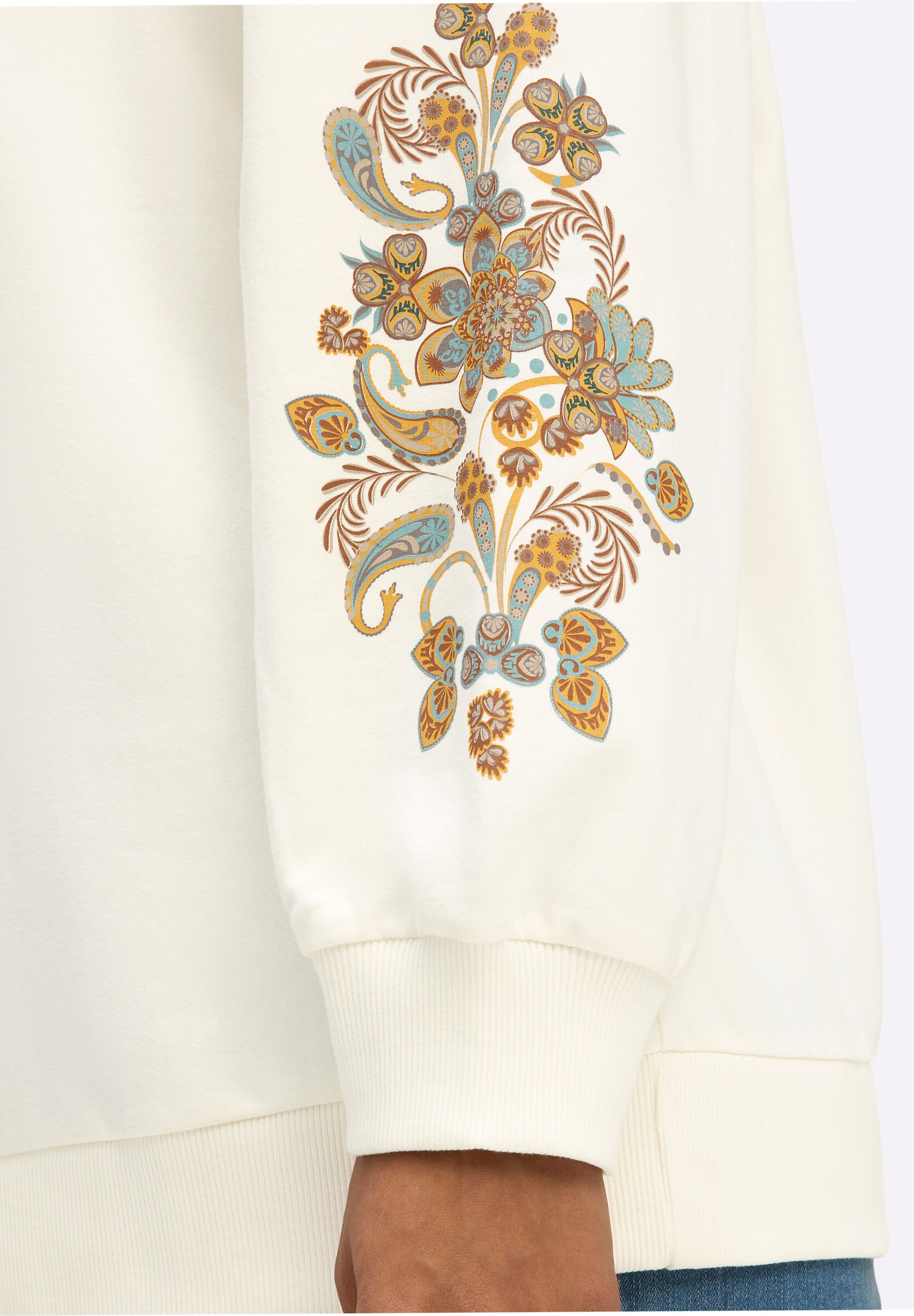 Sheego Sweatshirt »Sweatshirt Sweatshirt mit Blumenprint am Ärmel«
