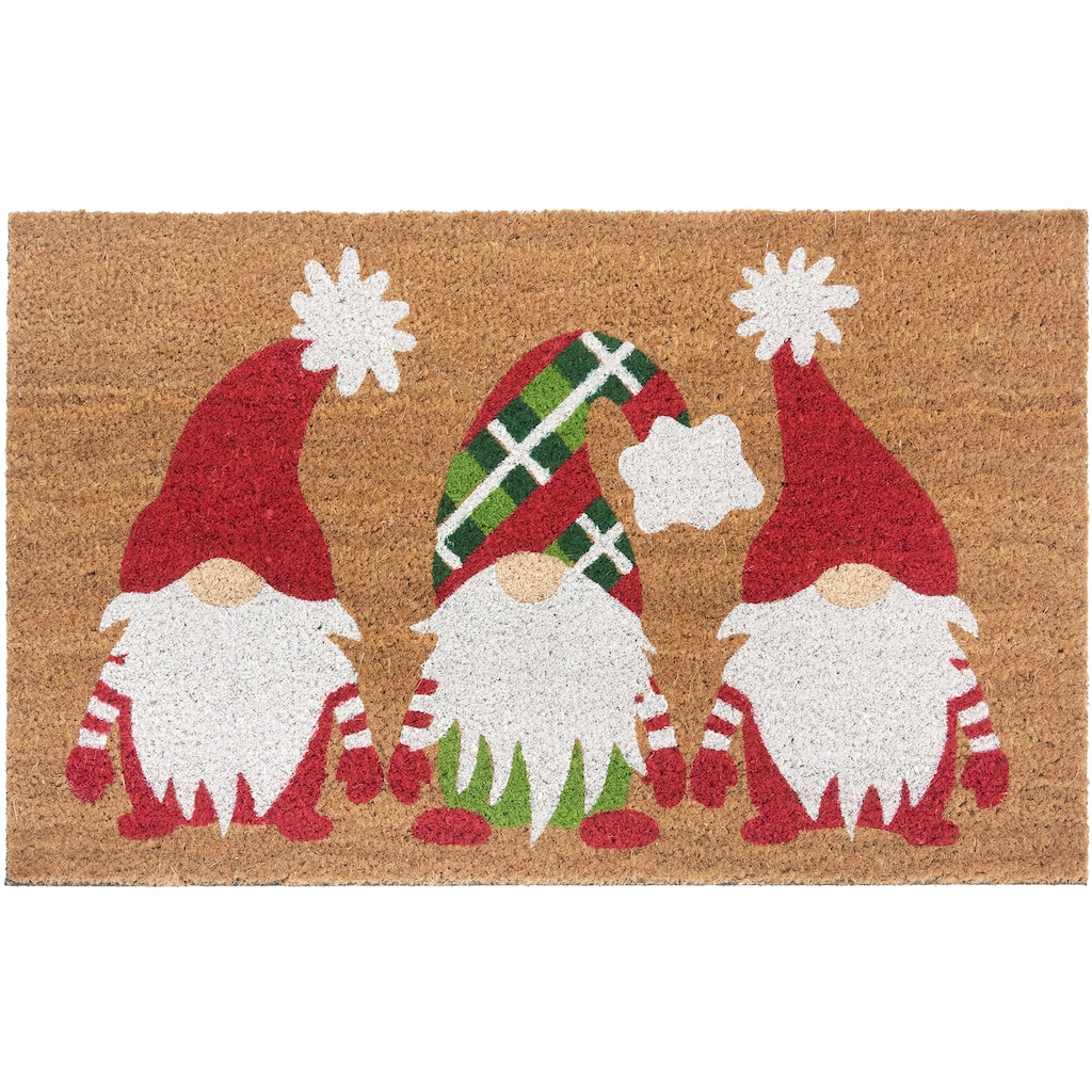 HANSE Home Fußmatte »Mix Mats Kokos Christmas Gnomes«, rechteckig, Weihnachten, Schmutzfangmatte, Outdoor, Rutschfest, Innen, Kokosmatte