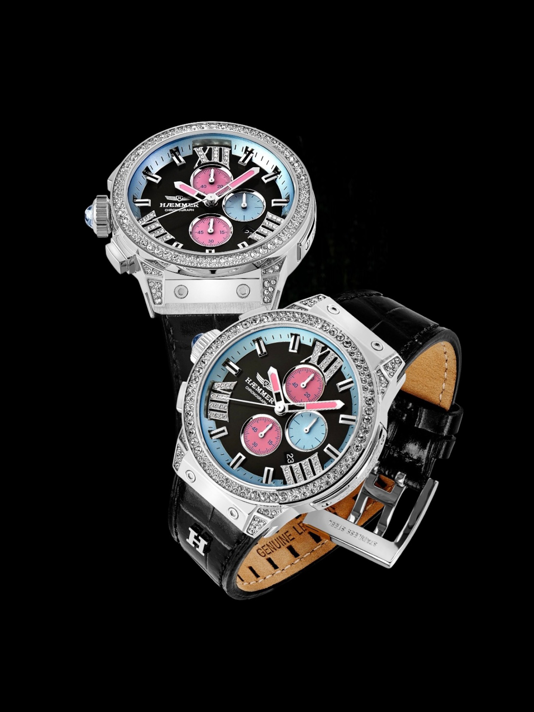 HAEMMER GERMANY Chronograph »EMINENT« Quarzuhr, Armbanduhr, Damenuhr, analog, Tag, Stoppfunktion