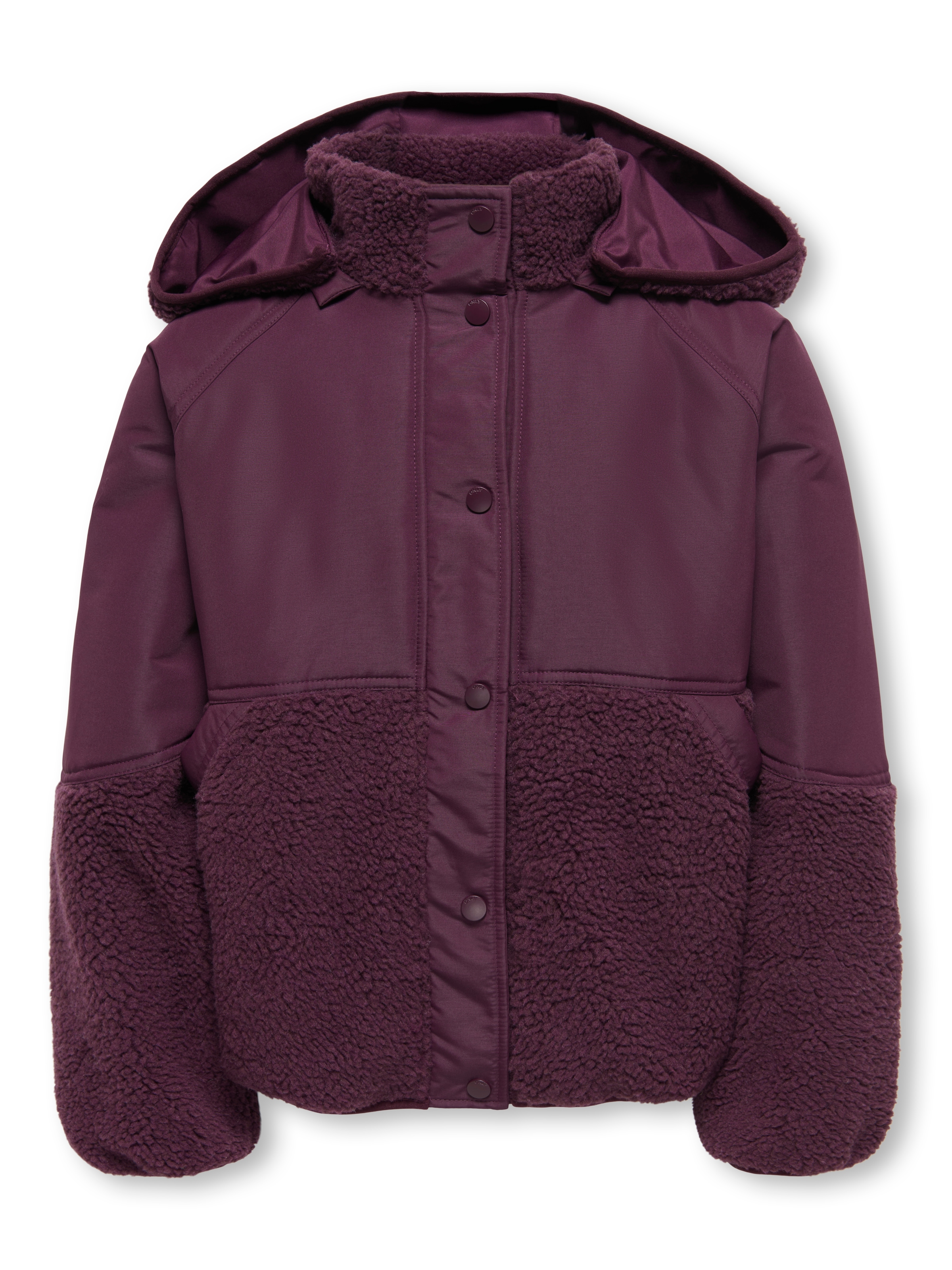 KIDS ONLY Kapuzenplüschjacke »KOGNOMI TEDDY MIX JACKET VD OTW« mit Kapuze im tollen Materialmix mit Plüsch