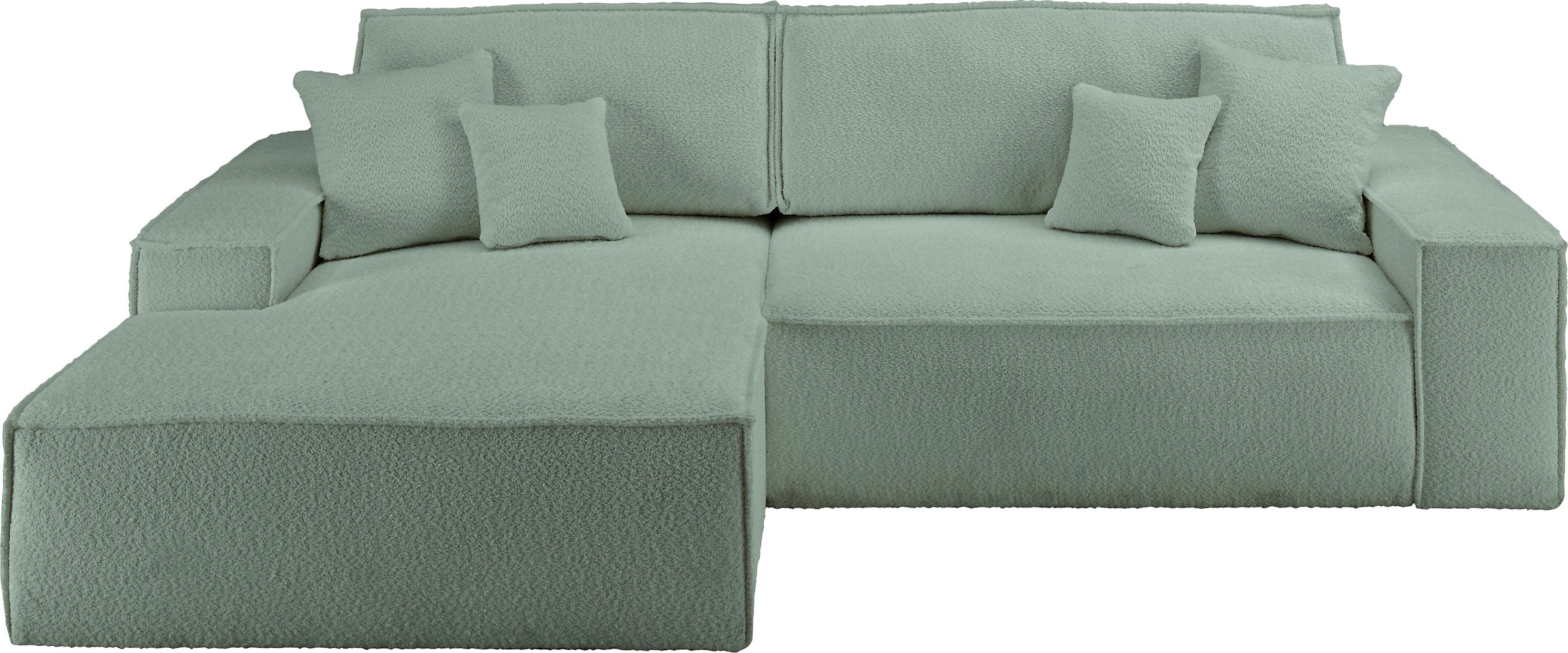 andas Ecksofa »Finnley Schlafsofa 267 cm in Bouclé, Struktur fein u. Cord, L-Form,«, Schlaffunktion m. Bettkasten (136/210 cm), Bouclé, Struktur und Cord