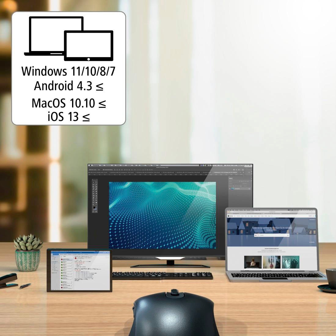 Hama Maus »Optische 6-Tasten-Multi-Device-Maus "MW-650", USB-A Bluetooth Maus«, Bluetooth