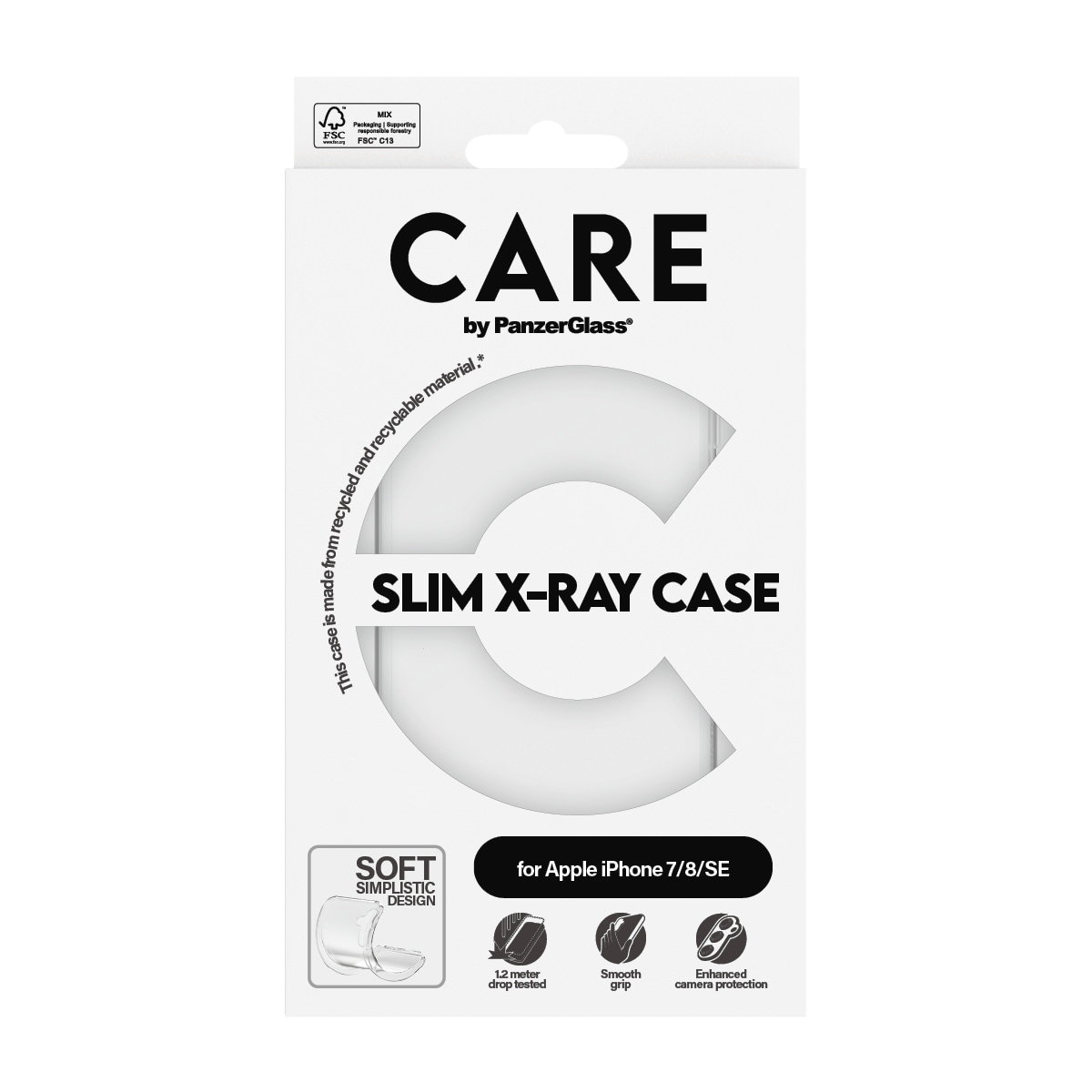 CARE by PanzerGlass Handyhülle »SLIM X-RAY CASE für Apple iPhone 7/8/SE«, iPhone 7 / 8-iPhone SE (2020)-iPhone SE (2. Gen), Backcover, Schutzhülle, Handyschutzhülle, Case, Schutzcase, stoßfest