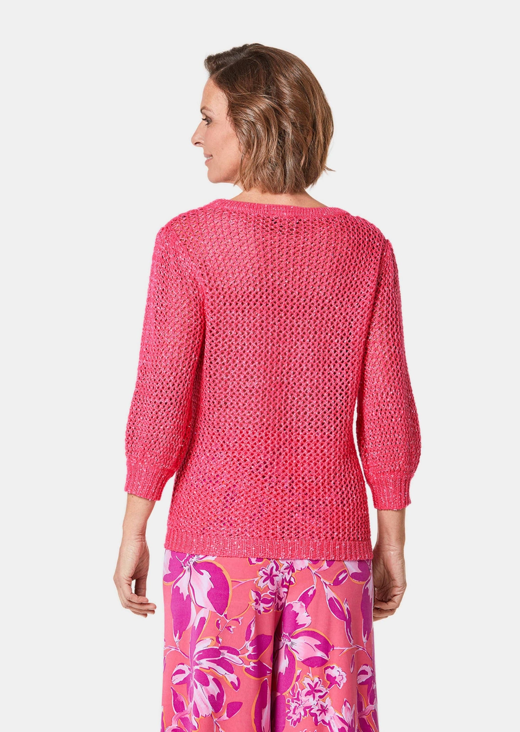 GOLDNER Rundhalspullover »Pullover Femininer Pullover in Netzoptik mit Pailletten«