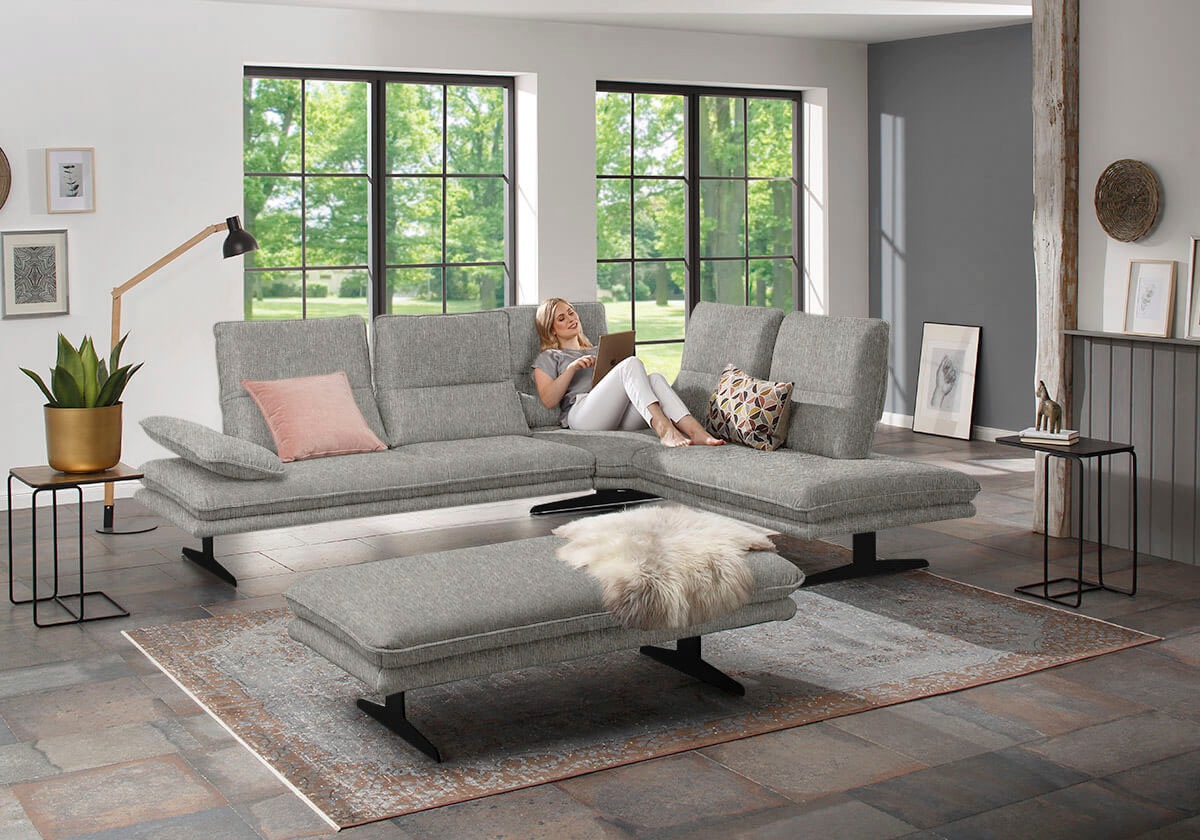 W.SCHILLIG Ecksofa »broadway, Designsofa, toller Sitzkomfort, zeitlos, elegant, L-Form«, Sitztiefenverstellung, Kopfteil- & Seitenteilverstellung, Breite 284cm