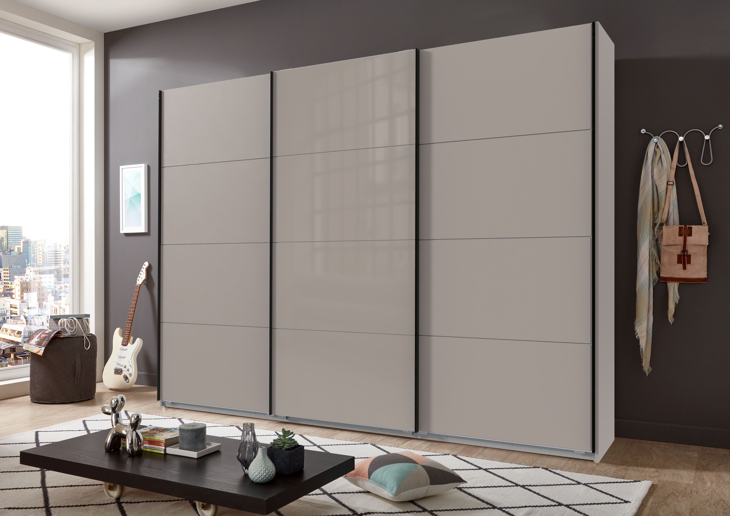 Wimex Kleiderschrank »Tilburg, Metallgriffe, Made in Germany«, (Breite 270cm wahlweise mit 2 oder 3 Türen), mit Schwebetüren, jeweils 1 Glaselement, 180, 225 oder 270cm breit