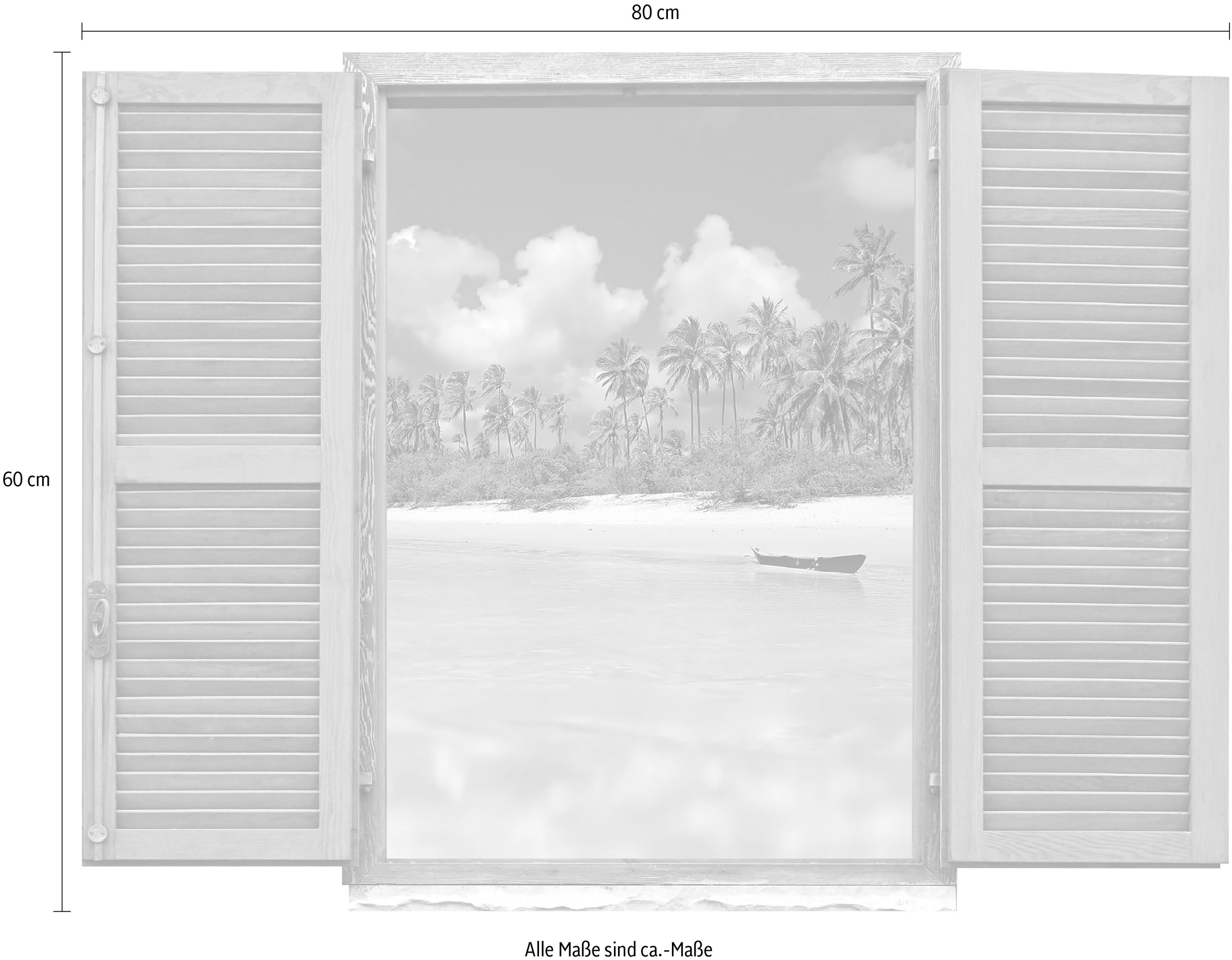 queence Wandtattoo »Strand mit Palmen« Wandsticker, Wandbild, selbstklebend, 3D, Fenster