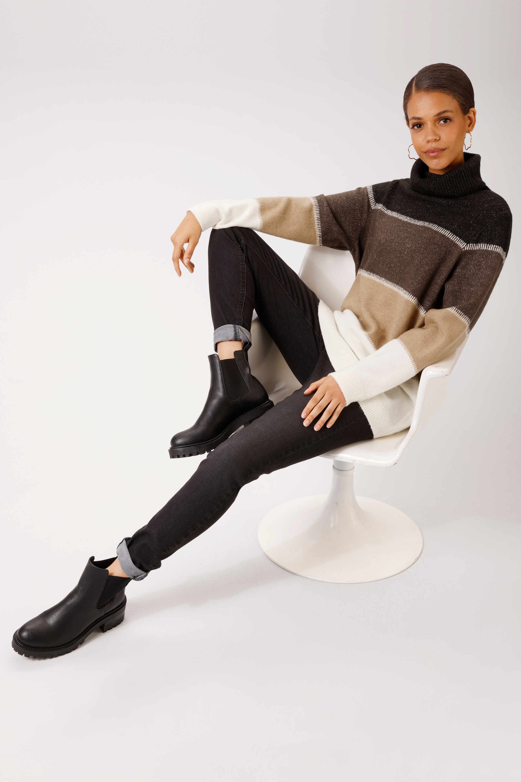 Aniston CASUAL Strickpullover im melangefarbenen Color-Blocking - NEUE KOLLEKTION