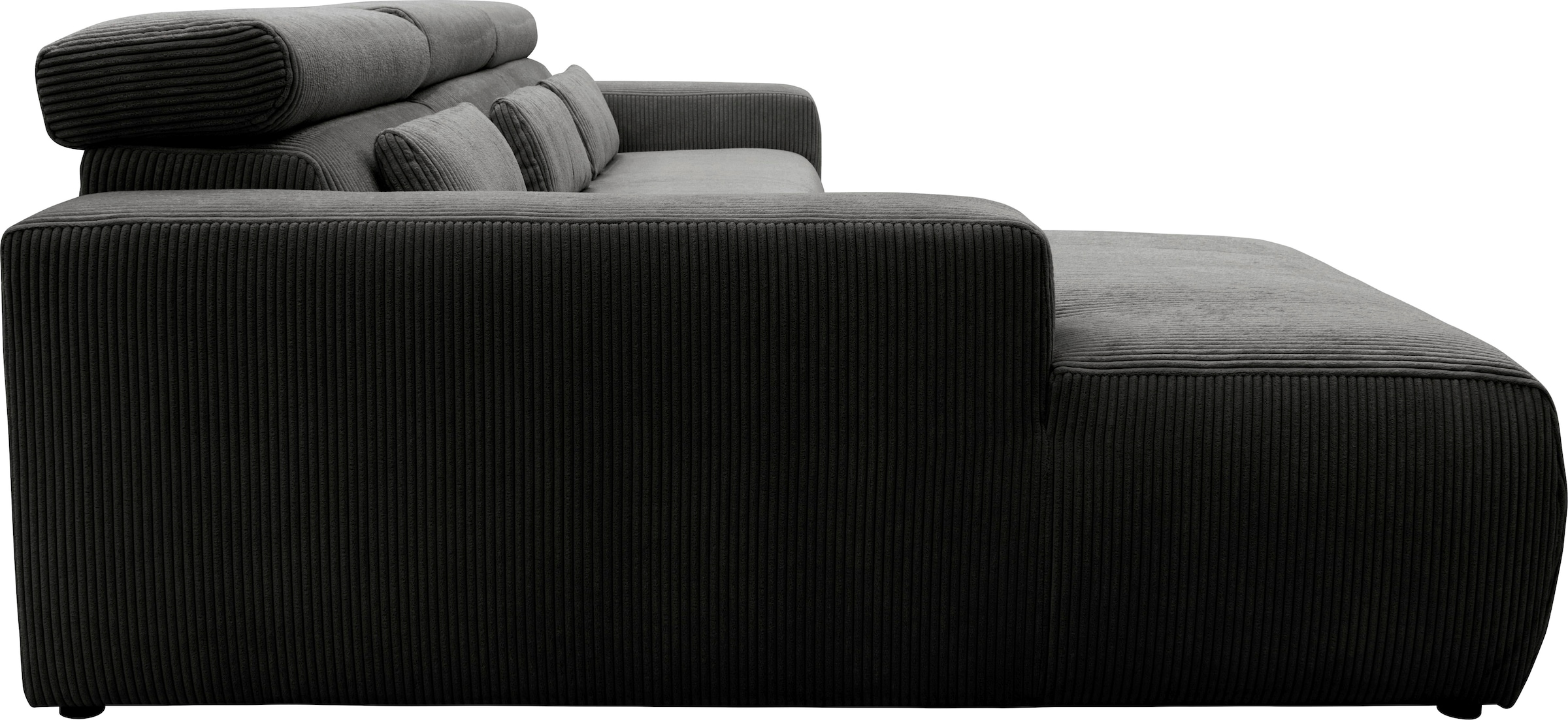 DOMO collection Ecksofa »Brandon B/T: 289/177 cm, belastbar bis 140kg/ Sitz, L-Form«, ohne Sitztiefenverstellung, Cord, grau