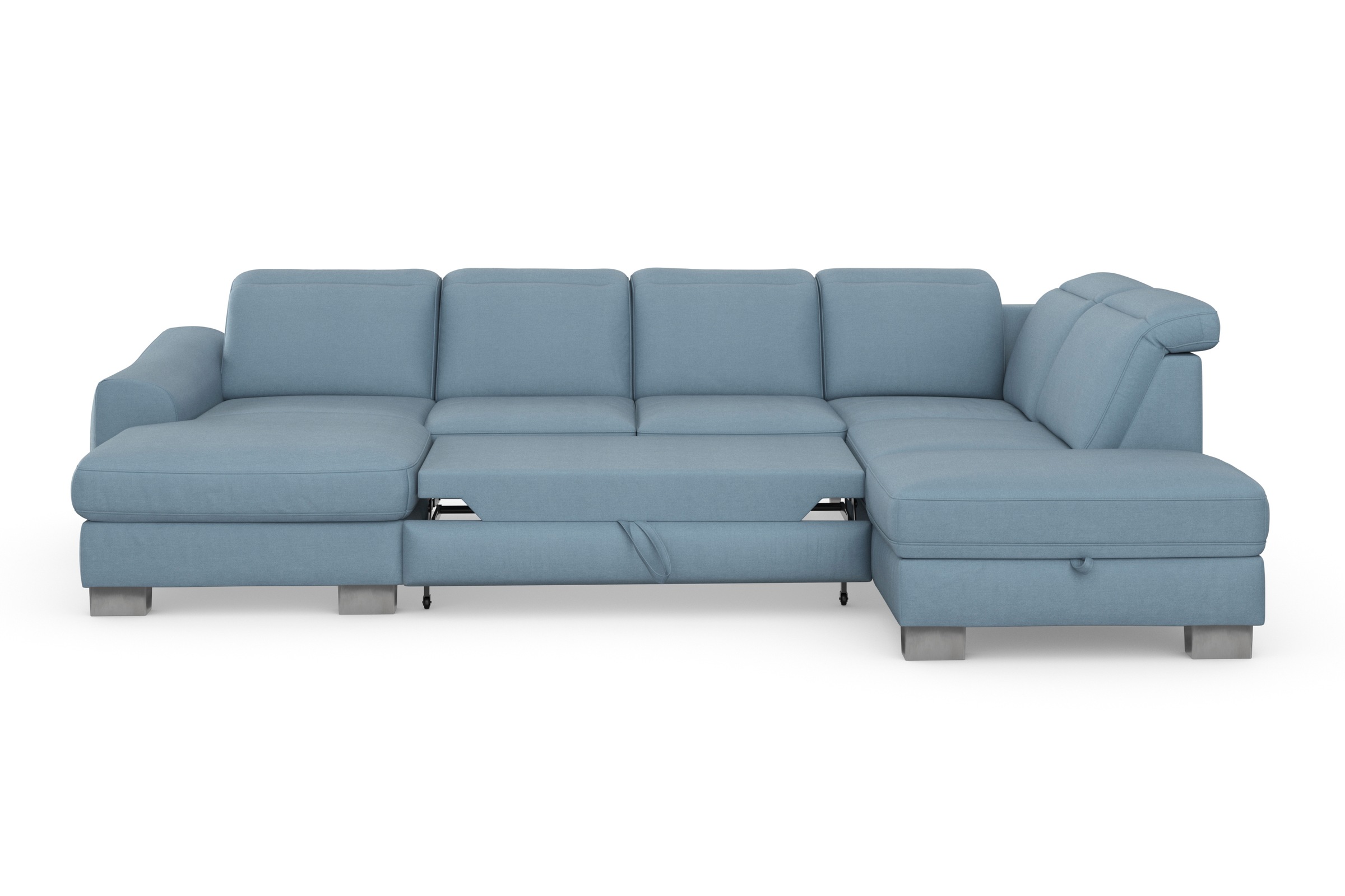 sit&more Wohnlandschaft »Dundee U-Form«, mit Federkern und Edelstahlfüßen, wahlweise mit Kopfteilverstellung