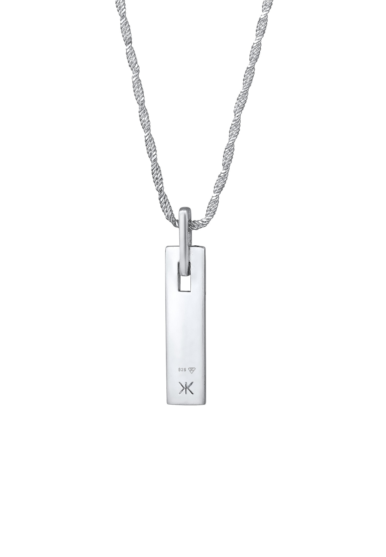 Kuzzoi Kette mit Anhänger »Halskette Bar Plättchen Rechteck oxidiert 925 Silber«