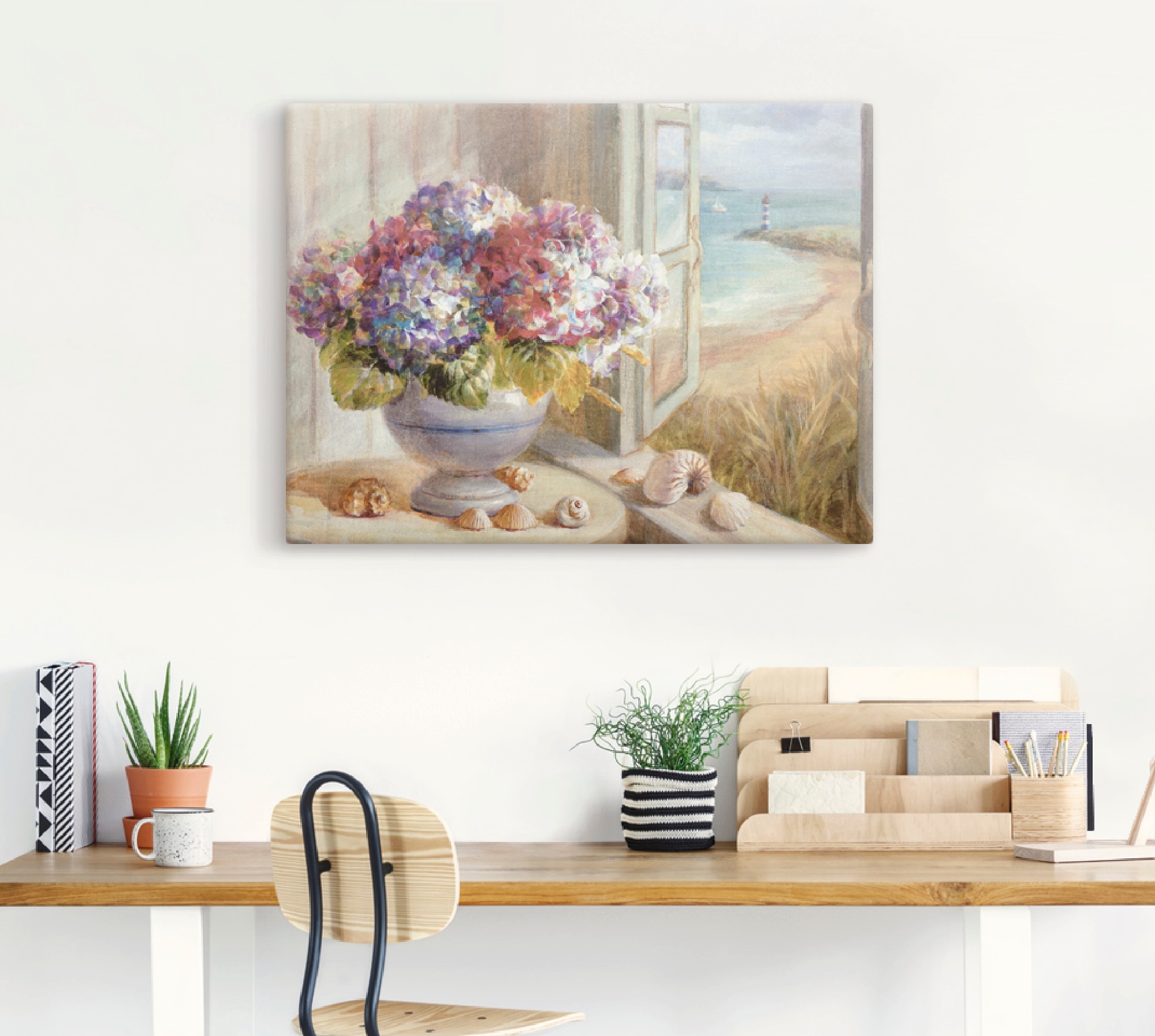Artland Leinwandbild »Küsten Hortensie«, Arrangements, (1 St.), auf Keilrahmen gespannt