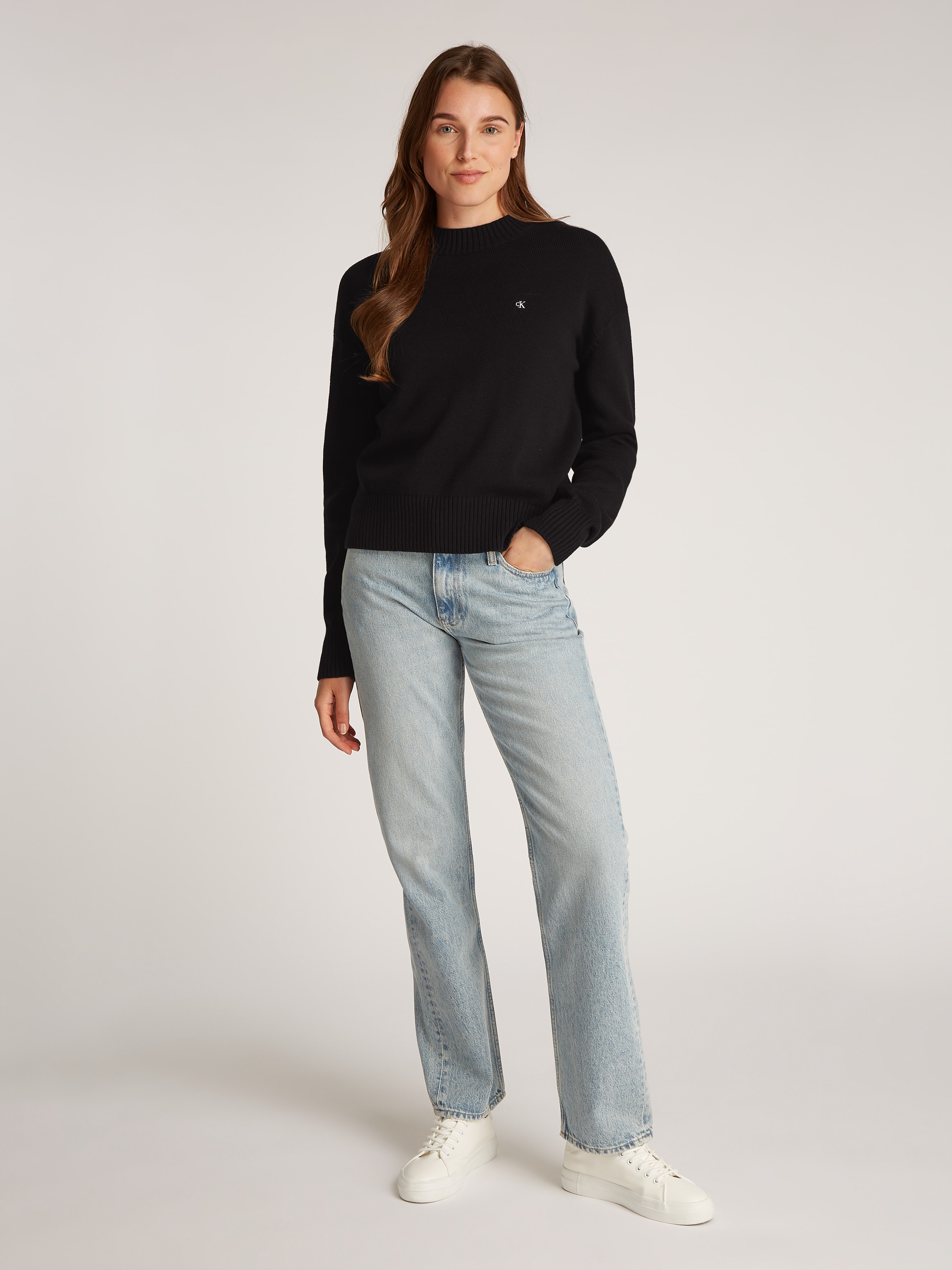 Calvin Klein Jeans Rundhalspullover »MONOGRAM EMBRO CREWNECK SWEATER«, mit Logostickerei