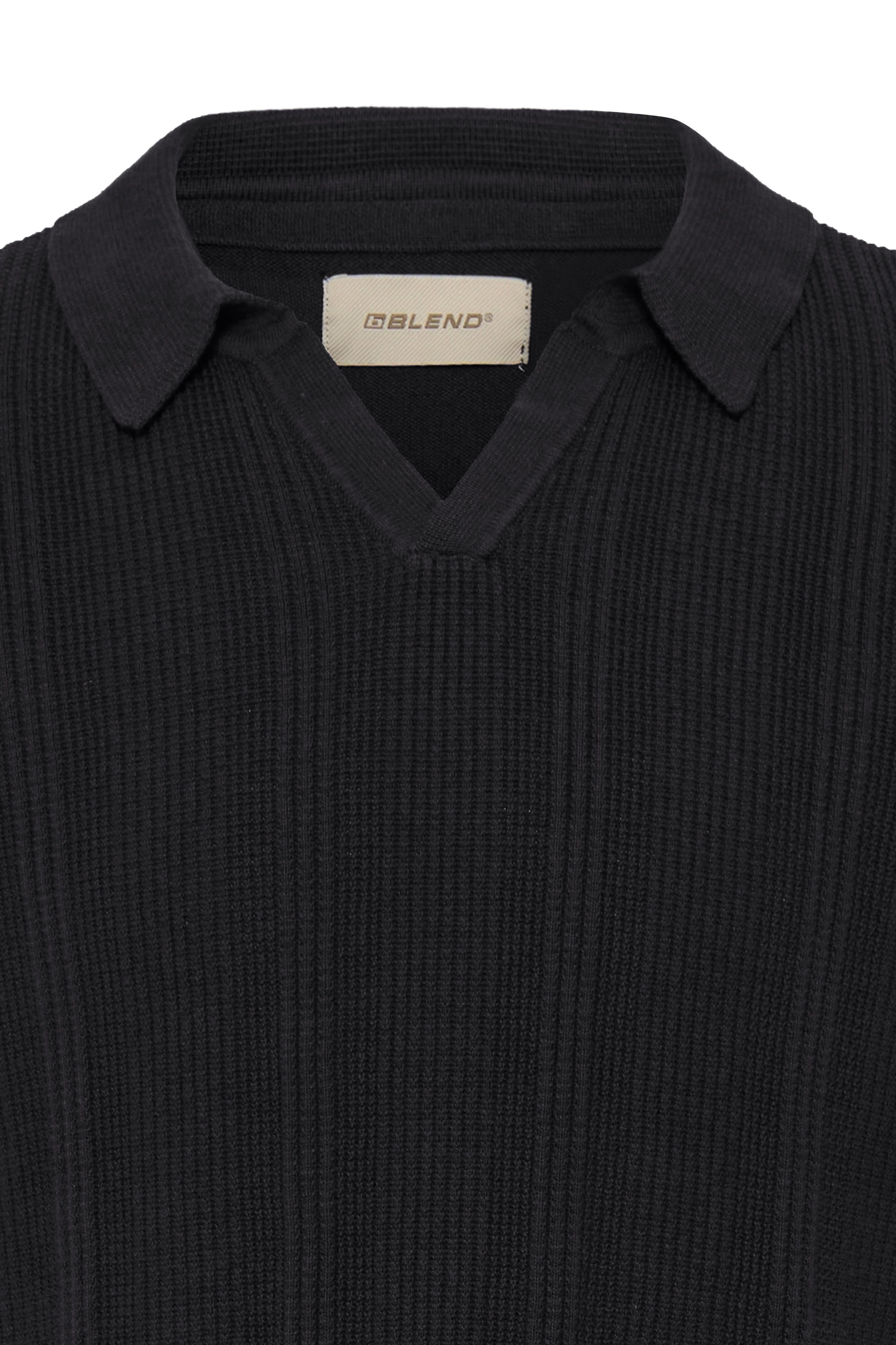 Blend Polokragenpullover »BHBARON SPLIT POLO PPNOOS« aus Baumwolle, Regular Fit, unifarben, Kurzarm, mit V-Ausschnitt