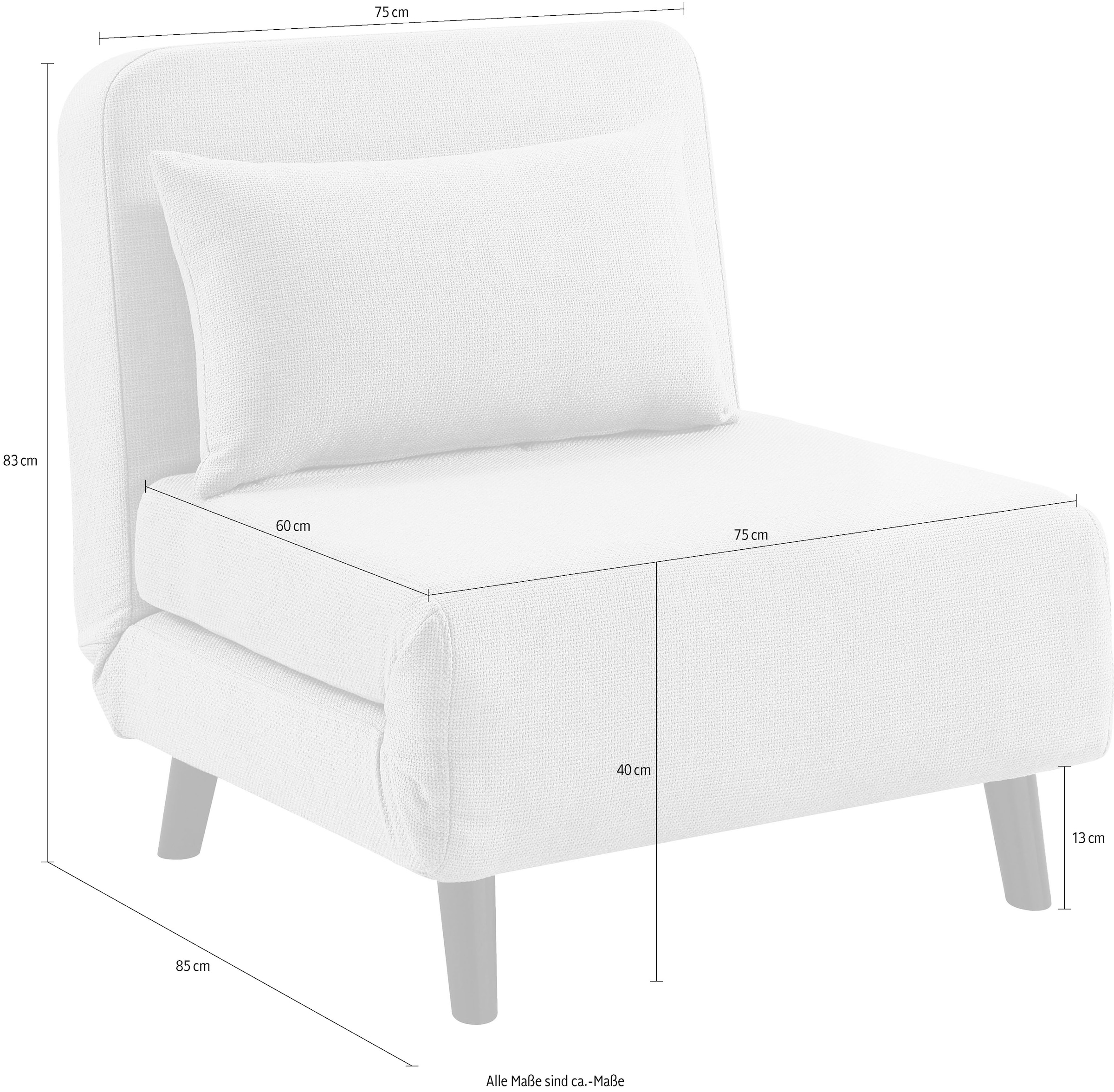 ATLANTIC home collection Sessel »Robby«, inkl. Bettfunktion, mehrfach verstellbar, Strukturbezug