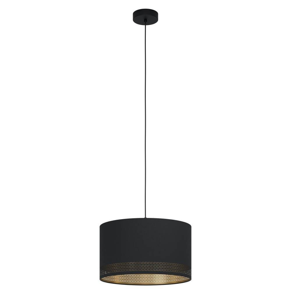 EGLO Hängeleuchte »ESTEPERRA Hängelampe, schwarz-gold, Textil, exkl. Leuchtmittel Retro«, 1 flammig, Leuchtmittel E27 | ohne Leuchtmittel, Pendelleuchte, Esstischlampe, Wohnzimmerlampe, Vintage, 110x38cm