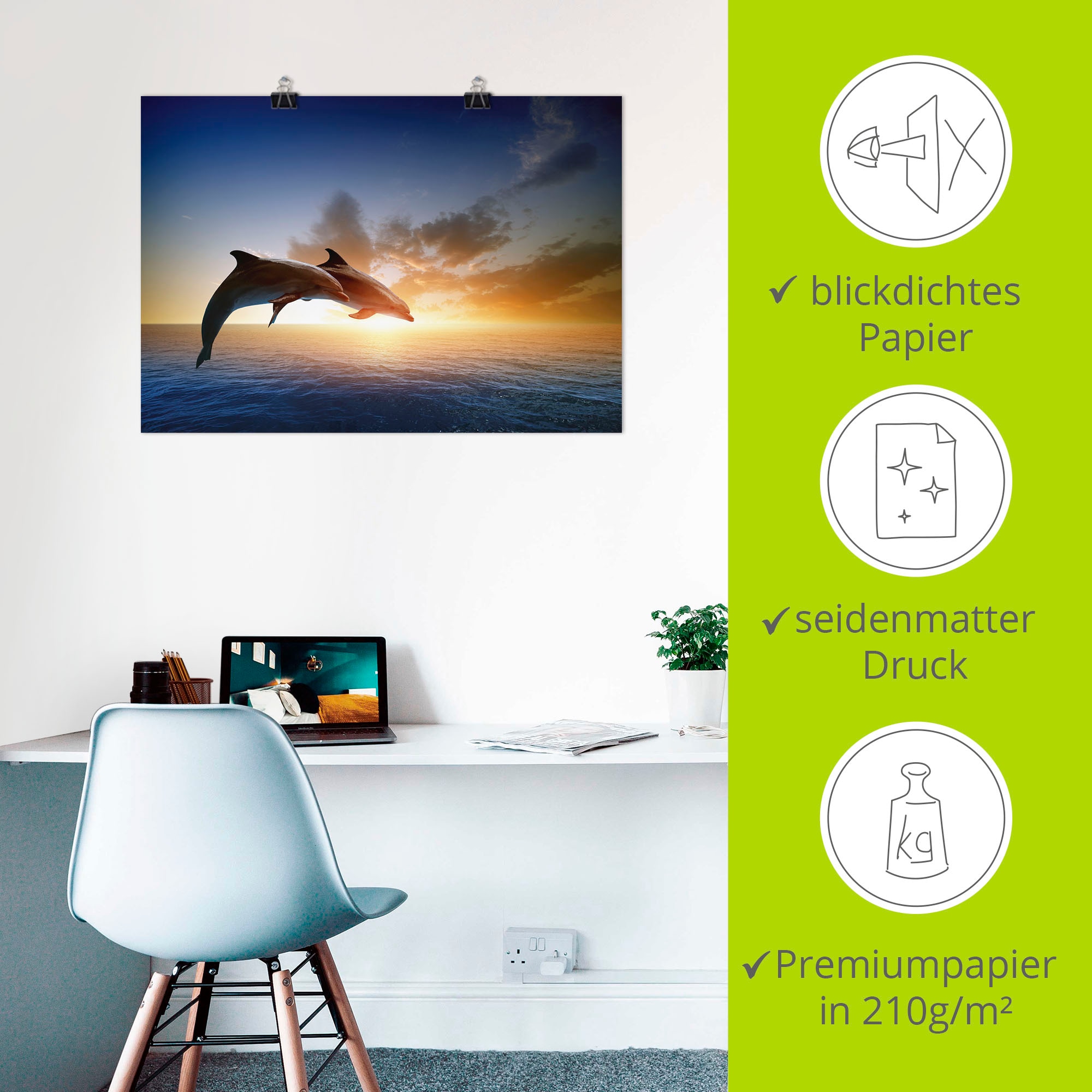 Artland Wandbild »Delfinpaar« Wassertiere 1 Stk. tlg. als Leinwandbild, Poster, Wandaufkleber in verschied. Größen