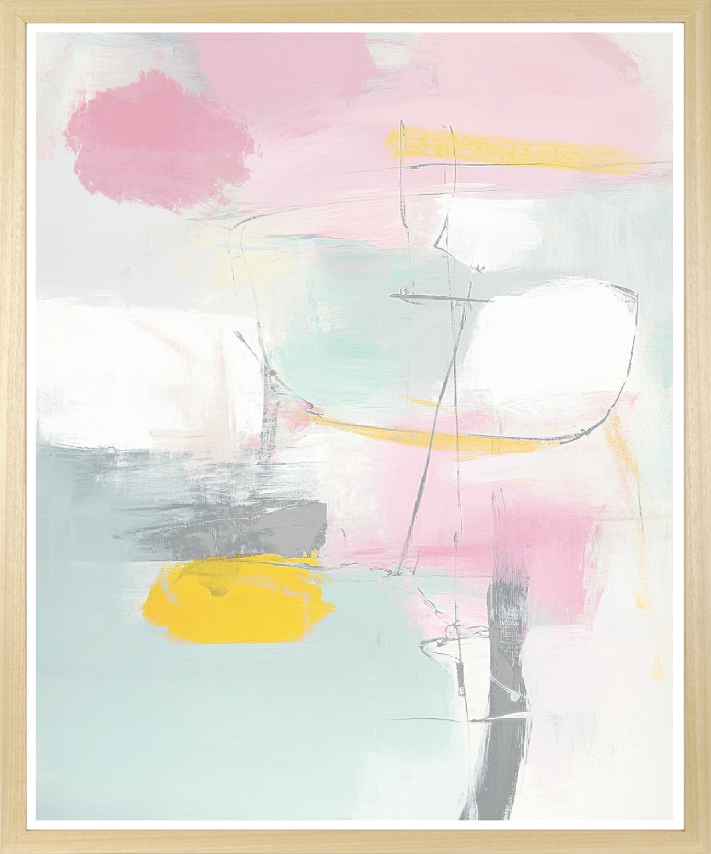 queence Bild mit Rahmen »Zeichnung in Pastell« Abstrakt | Abstrakte | Formen | Gemälde | Kunst 1 Stk. tlg. Kunstdruck in Pastell mit einem Echtholzrahmen