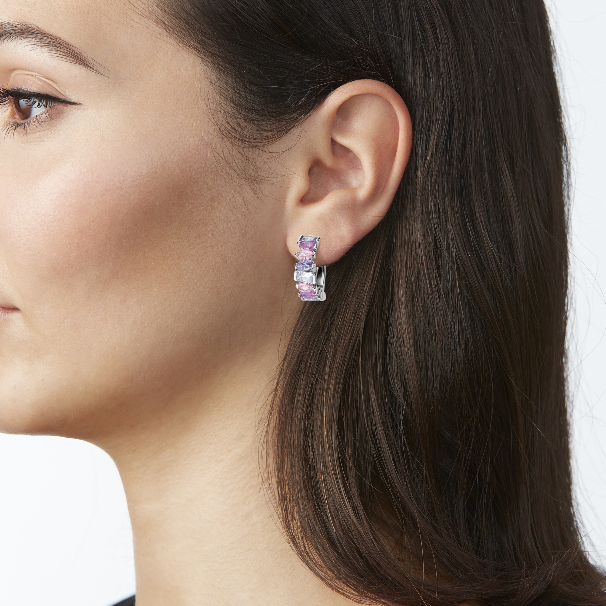 GIORGIO MARTELLO MILANO Paar Creolen »Klappcreolen Korund pink und Zirkonia mehrfarbig, Silber 925«