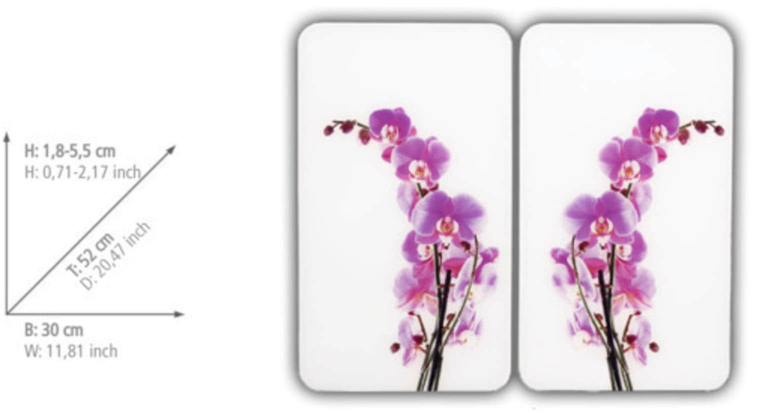 WENKO Herd-Abdeckplatte »Universal Modell Orchideenblüte«, (Set, 2 tlg.), Herdabdeckung für alle Herdarten, kratzfest, mit rutschfesten Füßen