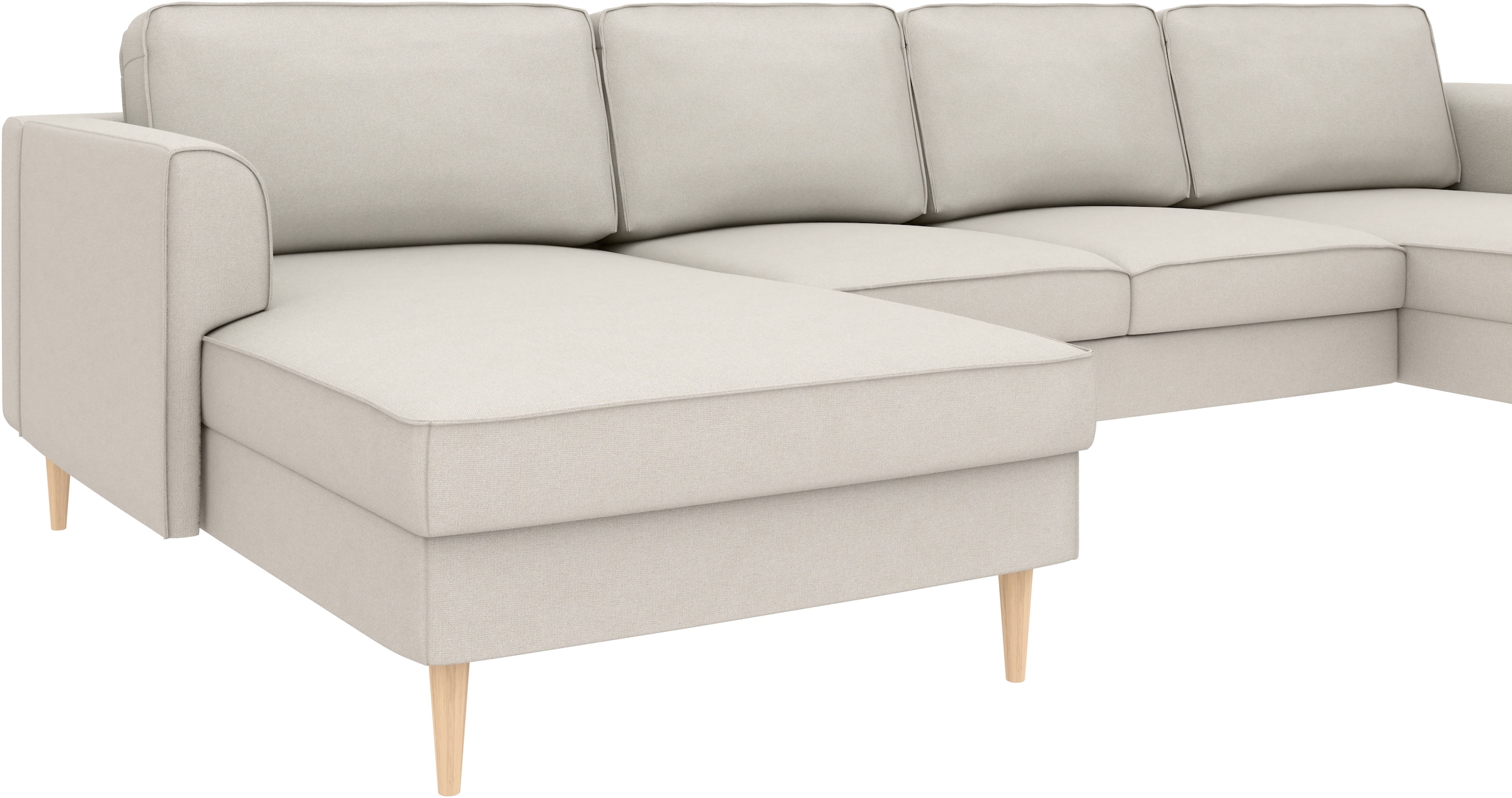 Home affaire 1100000002199 »Booster, whlw. mit Schlaffunktion & Bettkasten, Fuß Buche lackiert« Sofa in U-Form, Breite 305 cm, in Cord oder Struktur