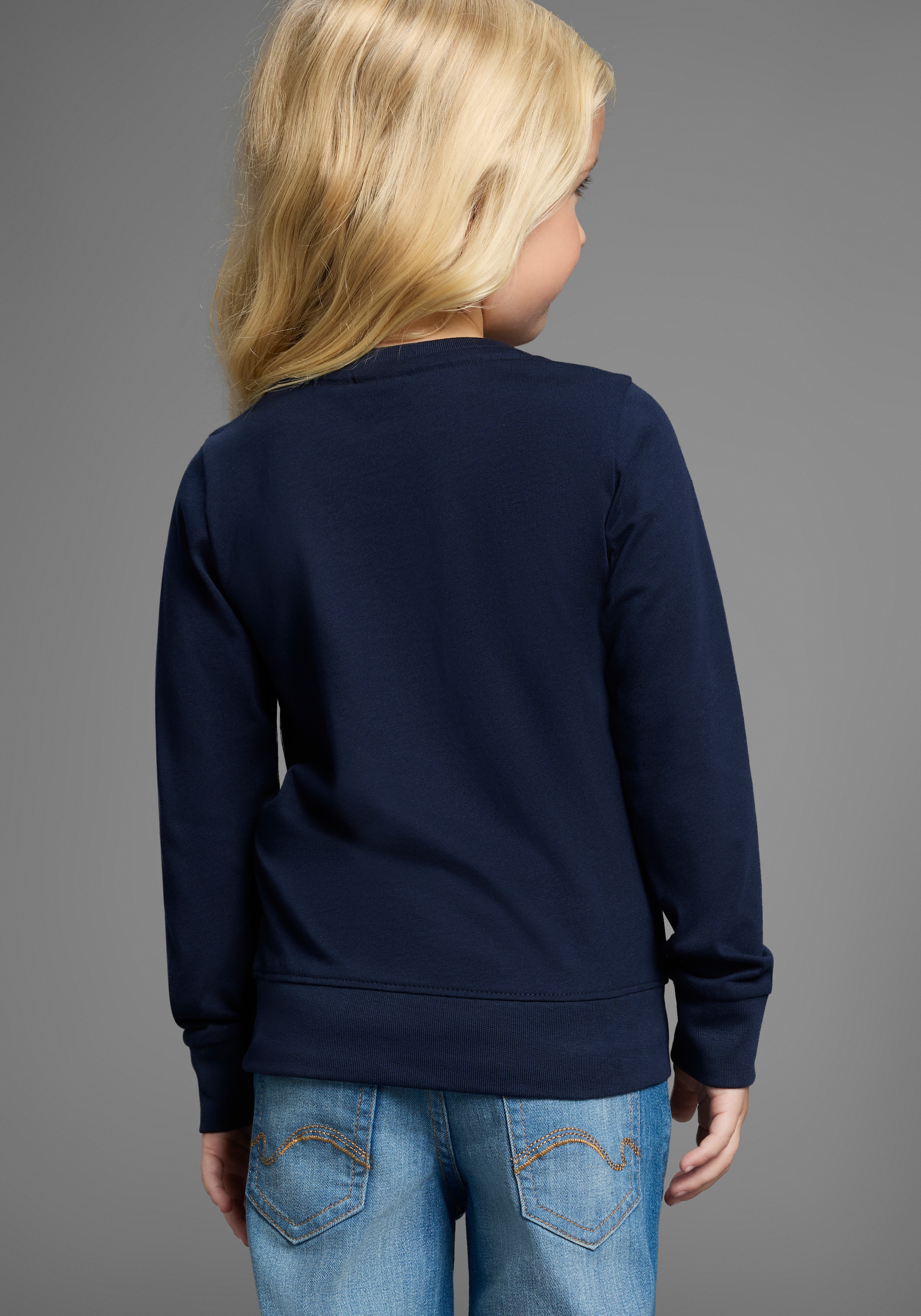 KangaROOS Langarmshirt »mit Einsätzen für kleine Mädchen« Shirt mit modischen Einsätzen und Logo-Stickerei