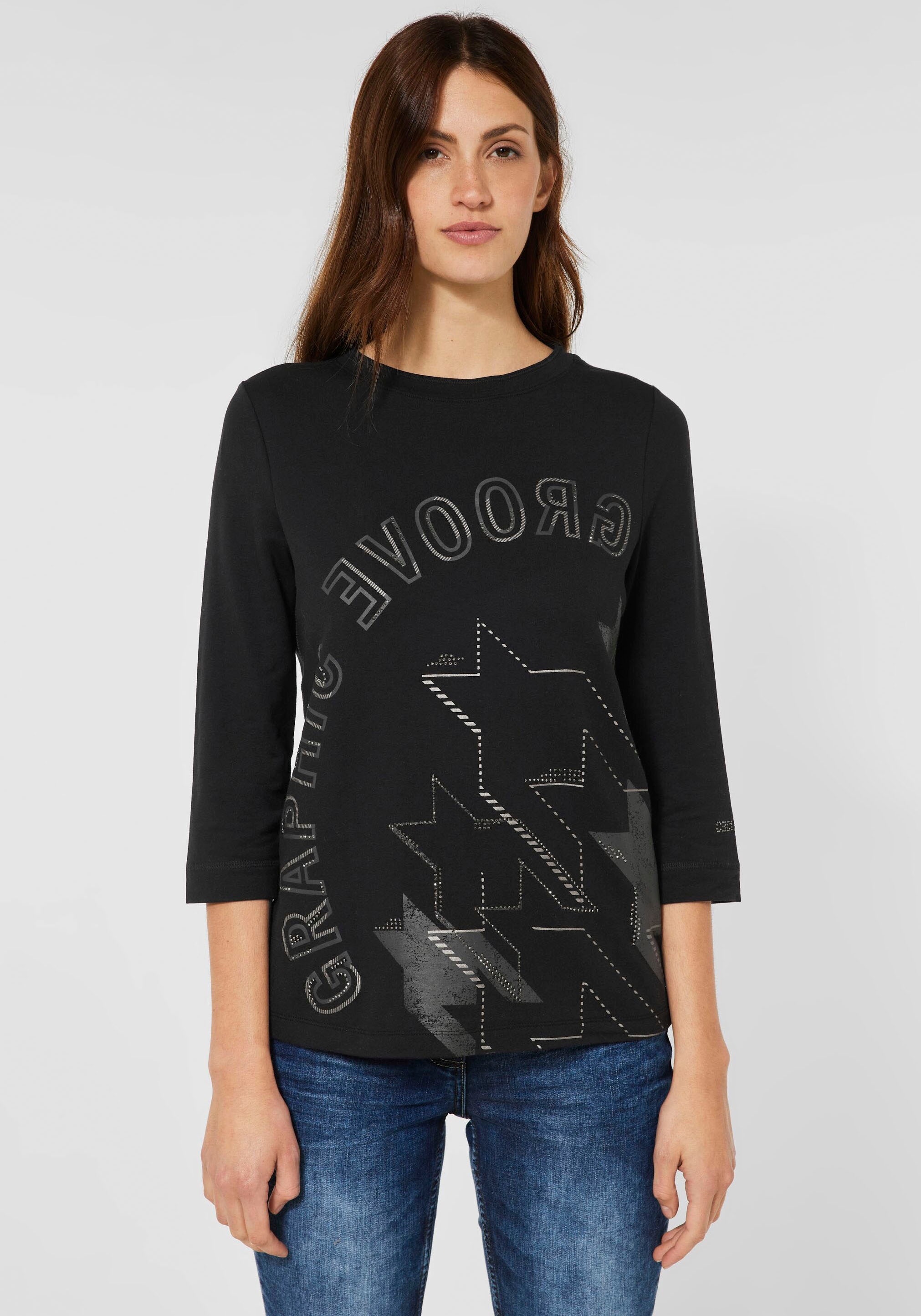 Cecil T-Shirt, mit Frontprint und Schmucksteinchen kaufen