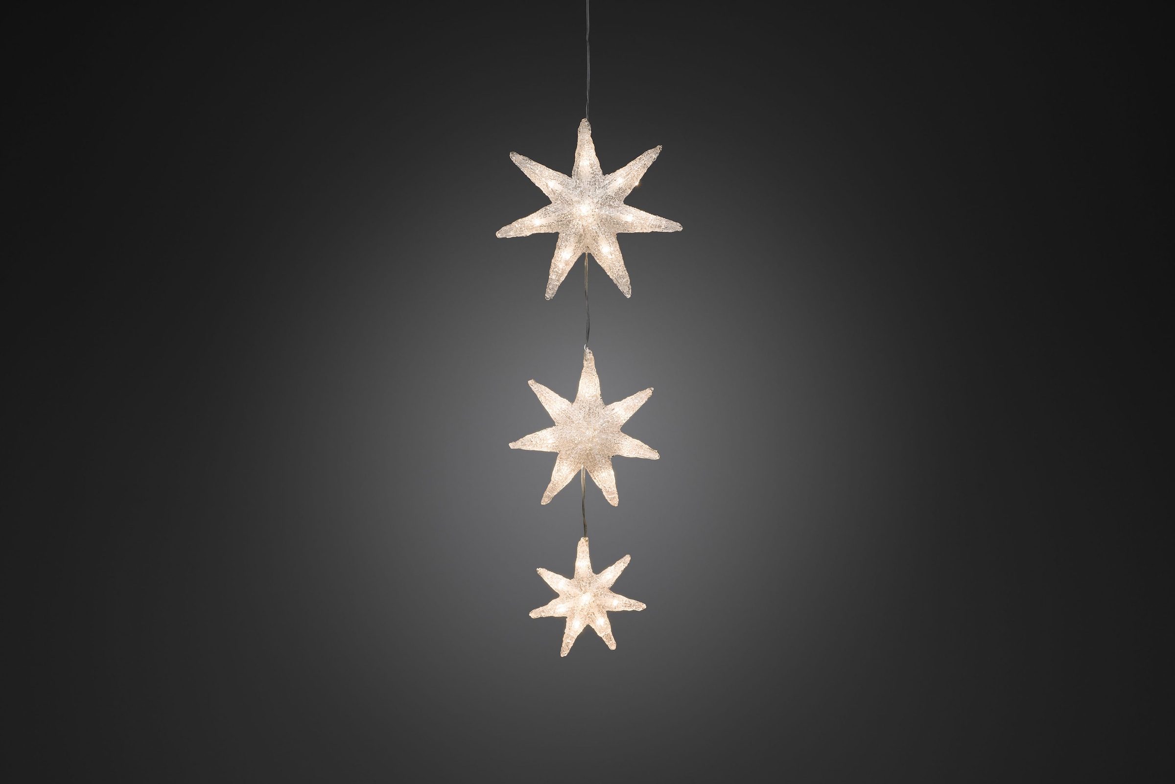 auf warm KONSTSMIDE weiße Rechnung Sterne, Dioden »Weihnachtsdeko LED-Lichtervorhang 3 Lichtervorhang, 24 aussen«, St.-flammig, Acryl LED 24 bestellen