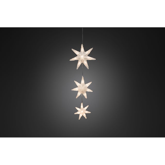 KONSTSMIDE LED-Lichtervorhang »Weihnachtsdeko aussen«, 24 St.-flammig, LED  Lichtervorhang, 3 Acryl Sterne, 24 warm weiße Dioden auf Rechnung bestellen