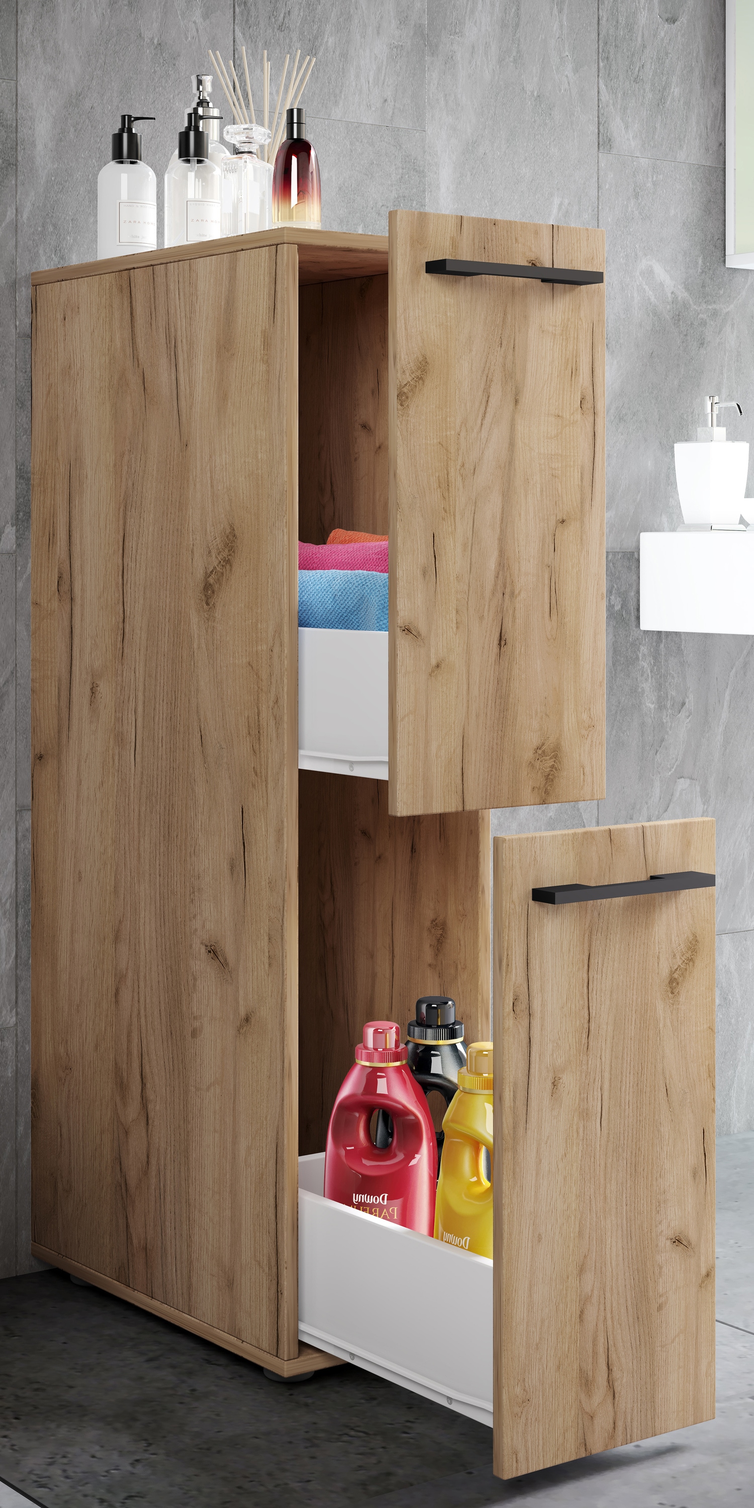 VCM Midischrank »Holz Badmöbel Nischenschrank Schublade Sadilo L«