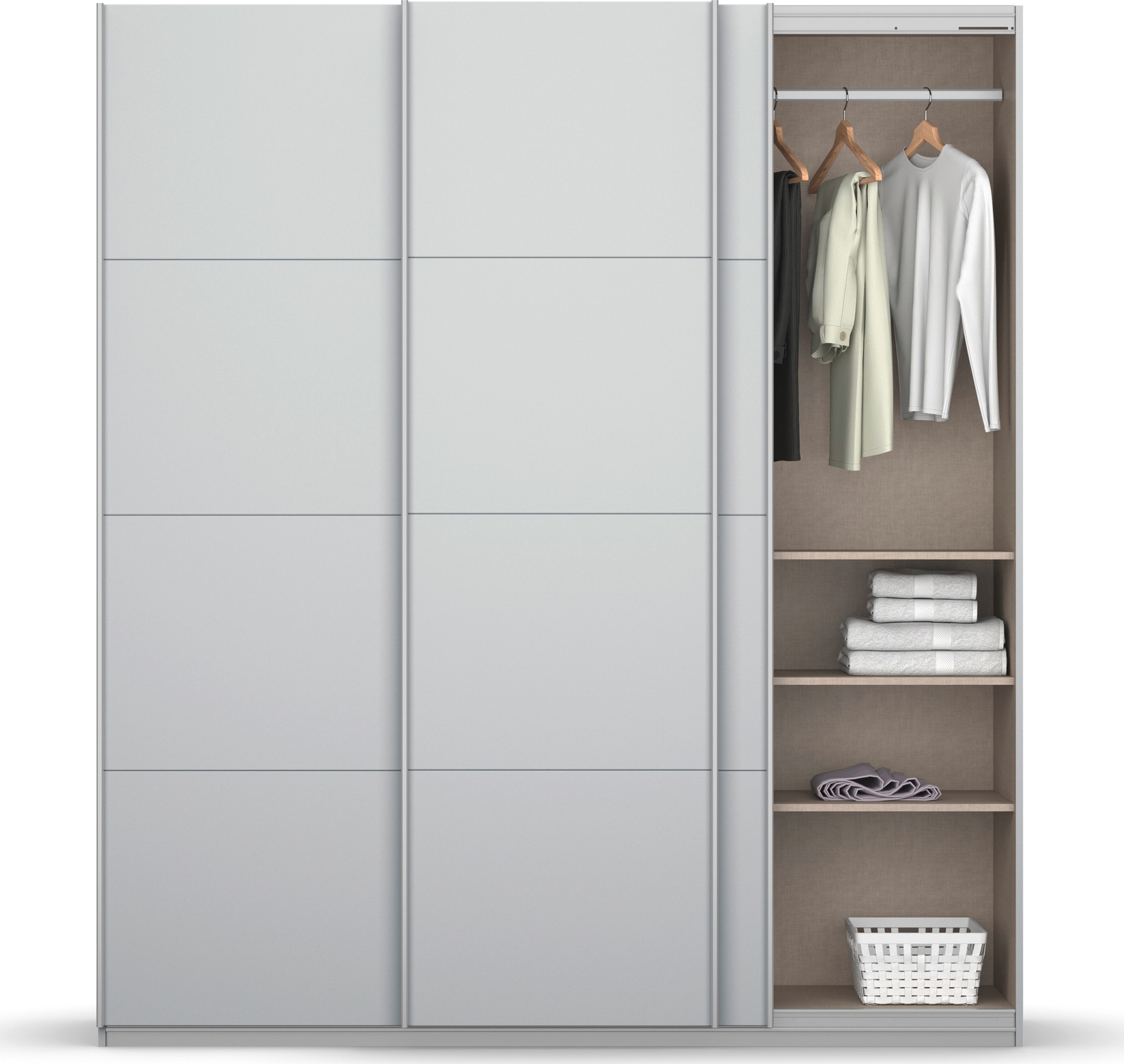 rauch Schwebetürenschrank »Kleiderschrank Schrank Garderobe KOLUNA mit Dekor-Front«, inkl. 2 Innenschubladen sowie extra Einlegeböden MADE IN GERMANY