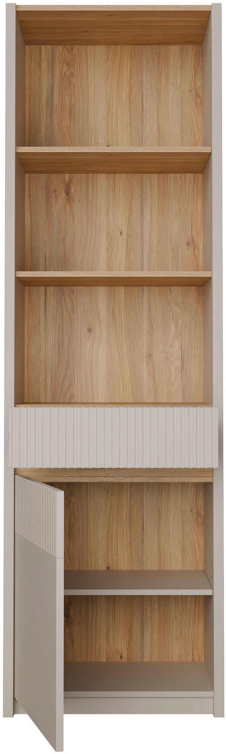 FORTE Stauraumregal »Oak Squere« Schubkasten mit Vollauszug, Front Lamellenoptik, inklusive Beleuchtung