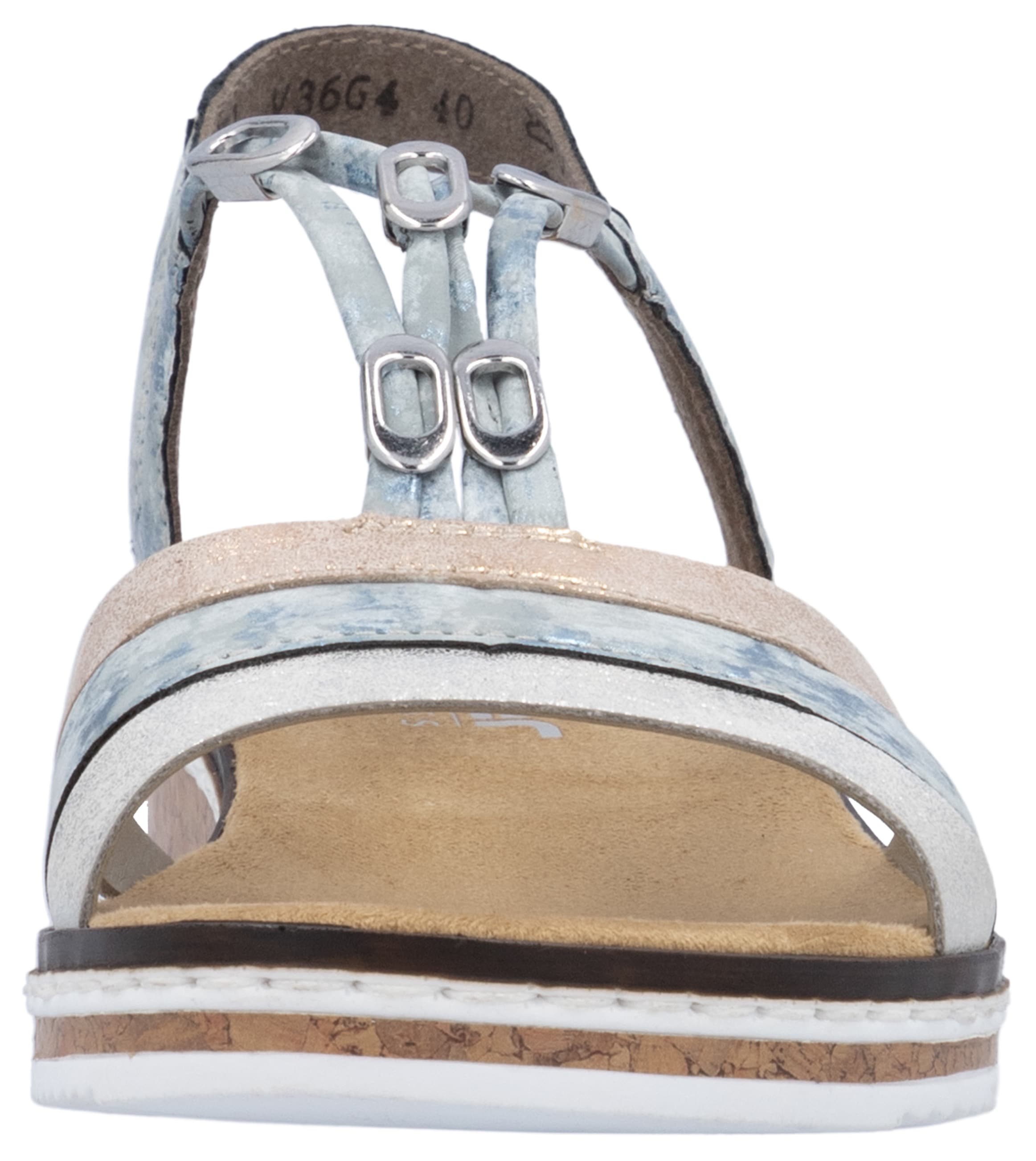 Rieker Riemchensandale, Sommerschuh, Sandalette, Keilabsatz, mit dezenter Schmuckverzierung