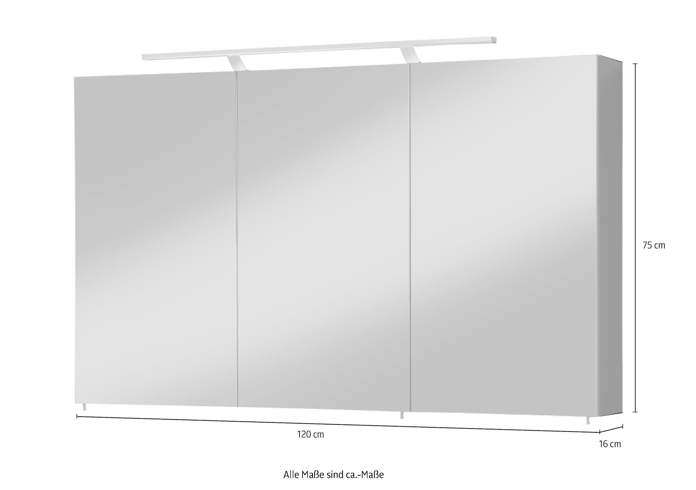 welltime Spiegelschrank »Torino«, Breite 120 cm, 3-türig, LED-Beleuchtung,  Schalter-/Steckdosenbox online kaufen | mit 3 Jahren XXL Garantie
